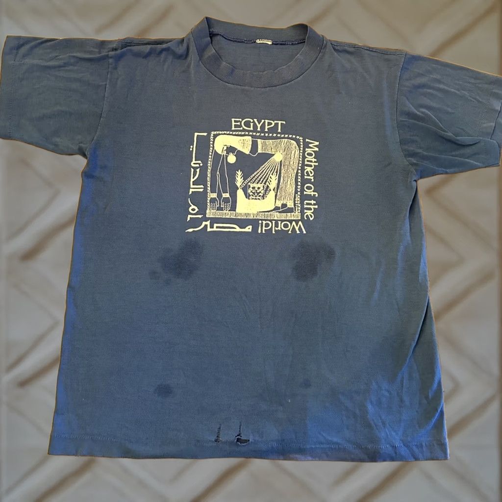 MOTHER VINTAGE Egypt Mother Of The World Destination T-Shirt Blue Medium Single Stitch Cotton Blend M Womens/Men? Size US M / EU 48-50 / 2 - 1 Thumbnail