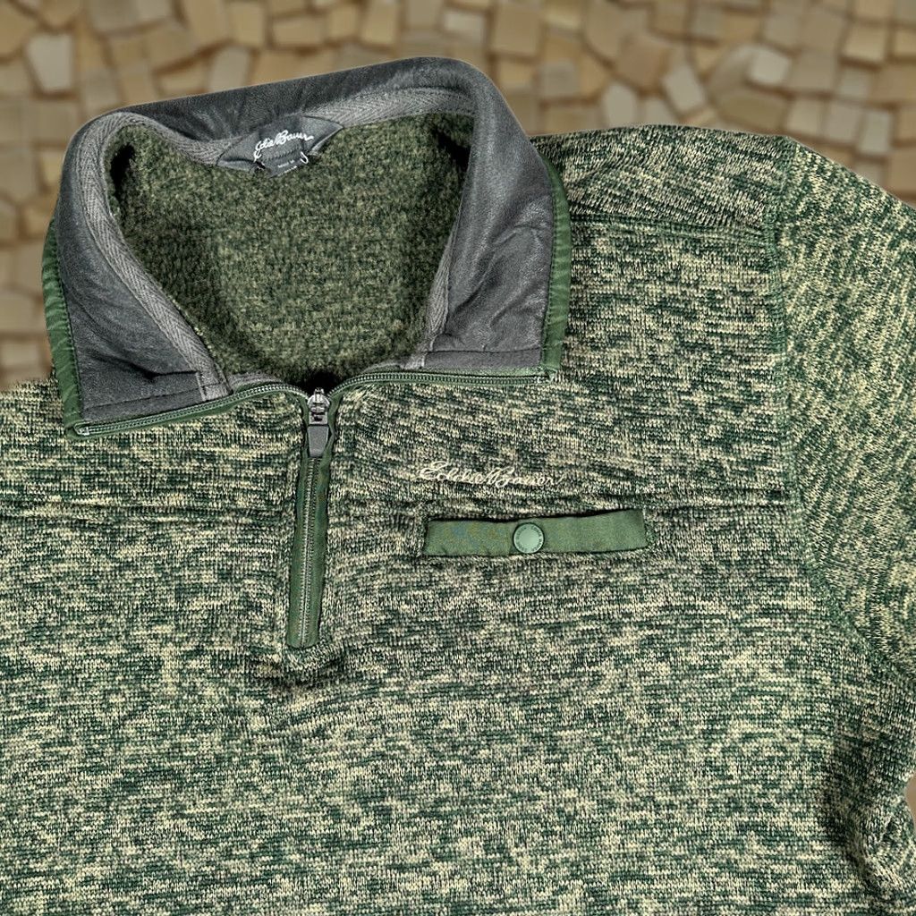 Eddie Bauer VINTAGE Eddie Bauer Sweater Shirt Mens Large Brown Green Fleece 1/4 Zip Pullover Camouflage Logo Pockets Fall Winter Casual Travel Size US L / EU 52-54 / 3 - 1 Thumbnail