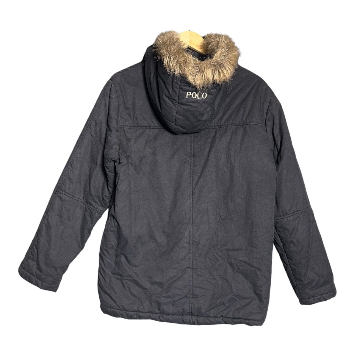 Polo Ralph Lauren × Vintage Vintage 90s Polo Ralph Lauren Fur Hoodie Puffer Jacket Size M / US 6-8 / IT 42-44 - 2 Thumbnail