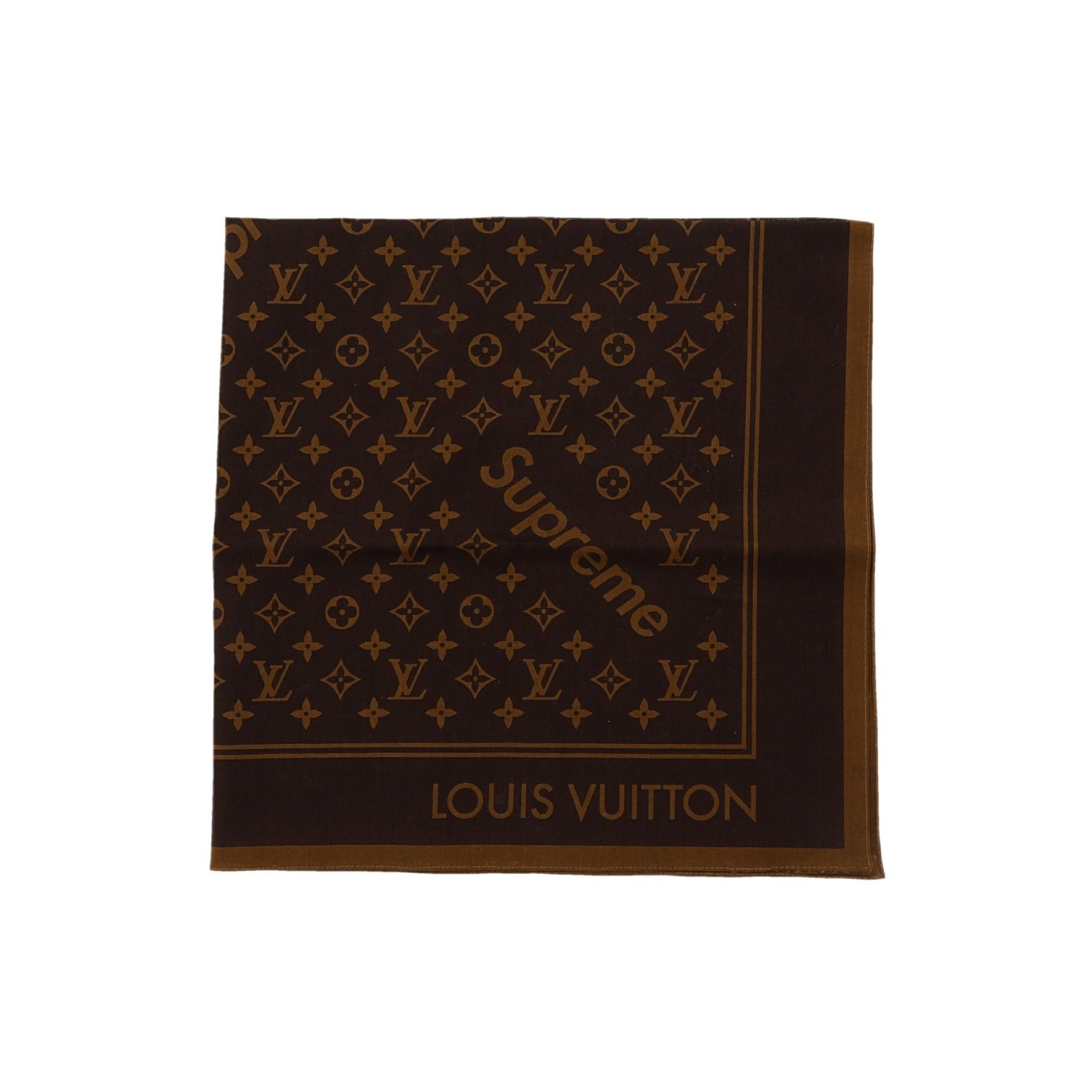 image of Louis Vuitton X Supreme X Supreme Foulard In Brown Cotton, Women's