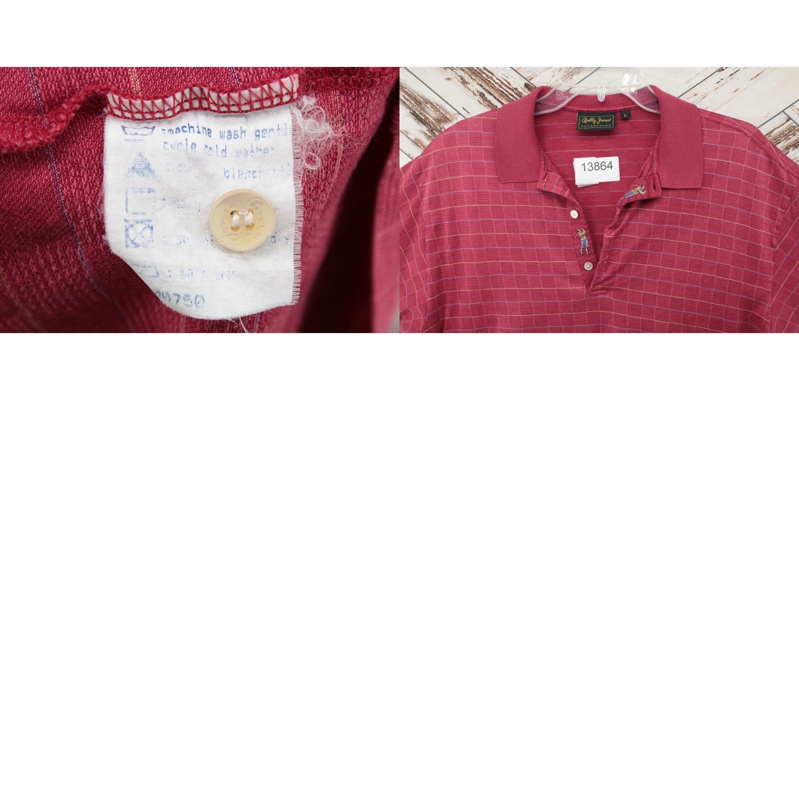 Vintage VINTAGE Bobby Jones Polo Shirt Men's L Red Windowpane Plaid Golf Embroidered Italy Size US L / EU 52-54 / 3 - 8 Thumbnail