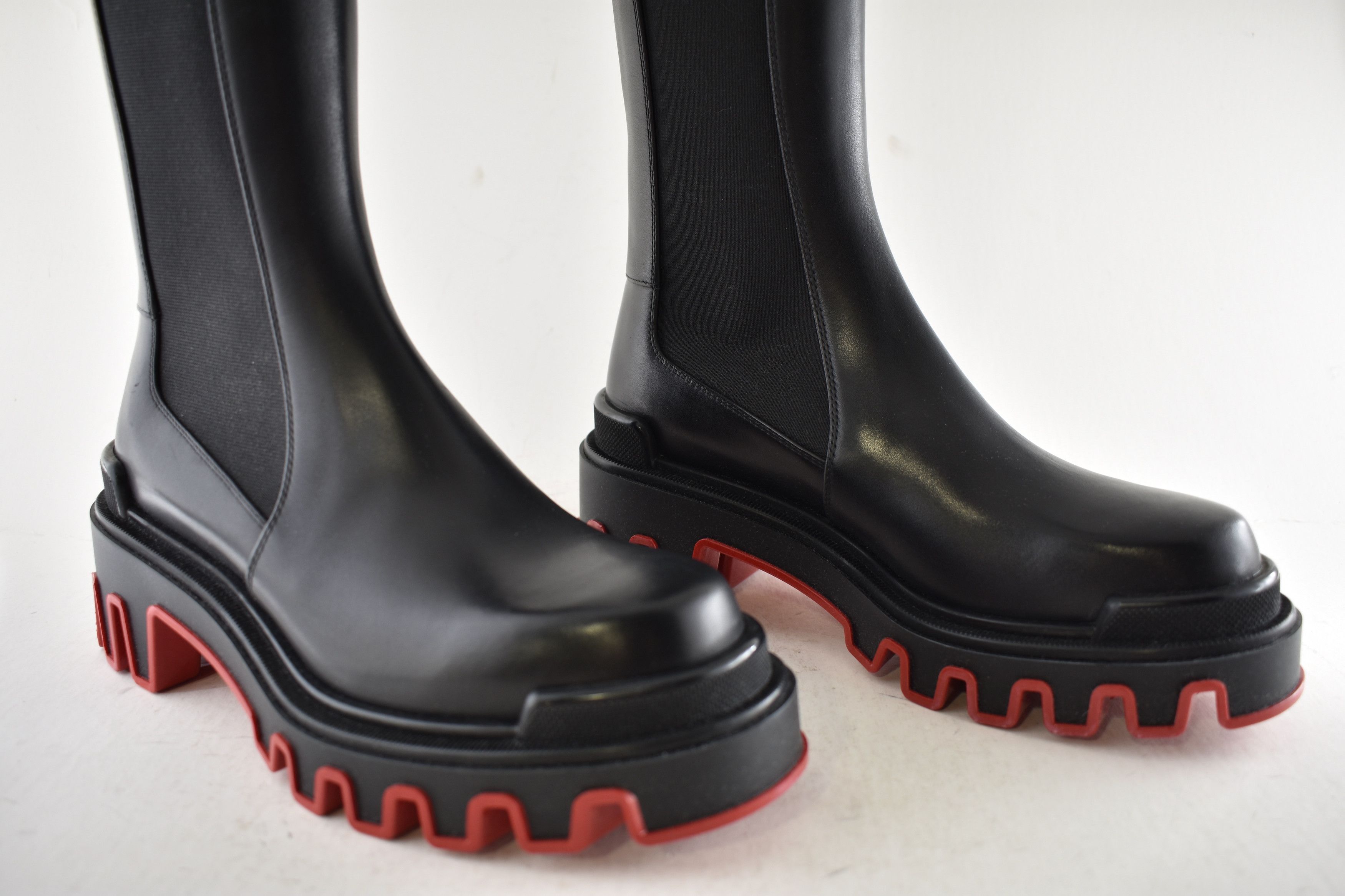Christian Louboutin Marchacroche Dune Botta Black Leather Knee High Boot 40 Size US 10 / IT 40 - 5 Thumbnail