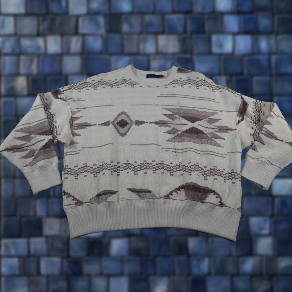 Polo Ralph Lauren Polo Ralph Lauren Sweatshirt Womens Small White Aztec Fleece Crewneck Western Size S / US 4 / IT 40 - 1 Thumbnail