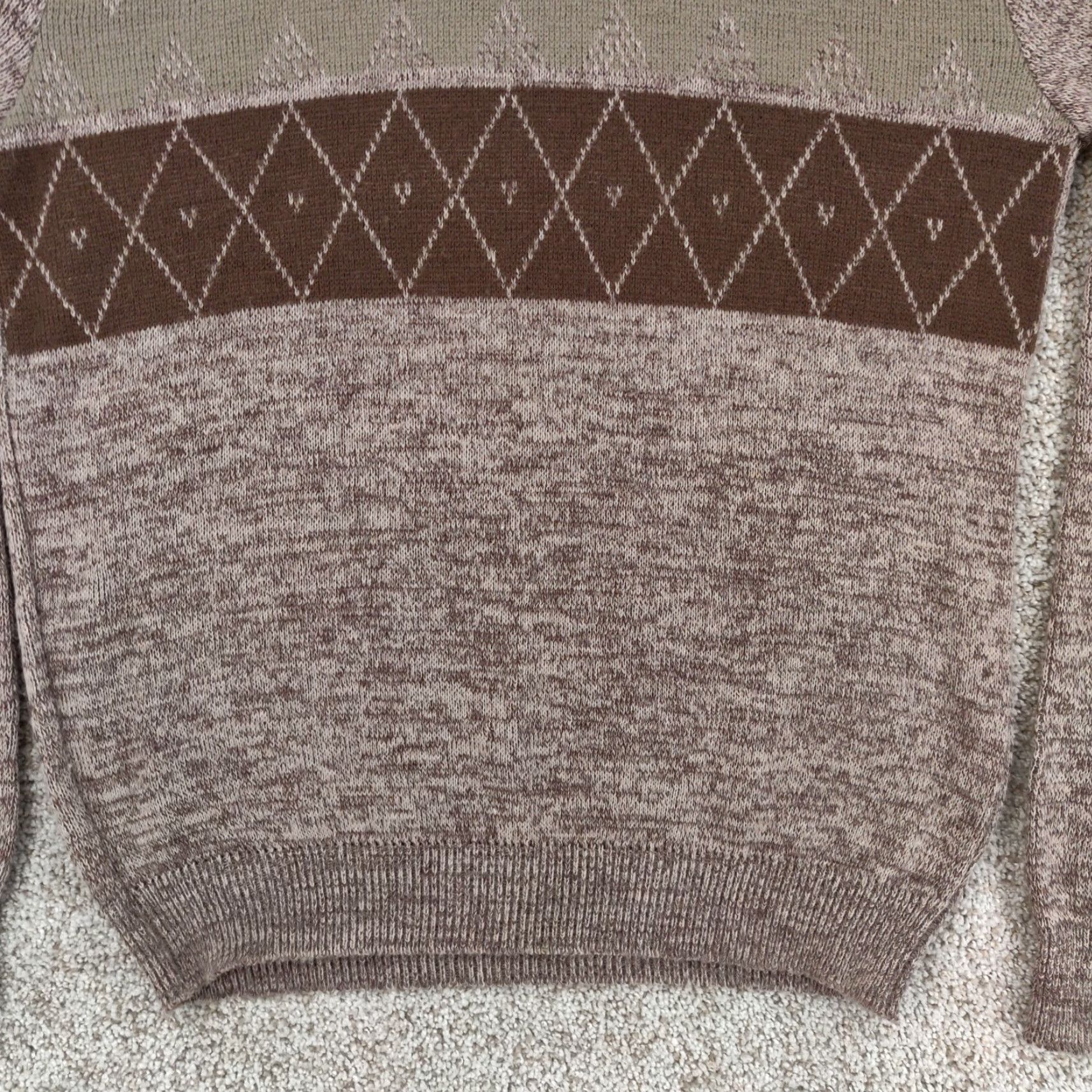 Sears VINTAGE Sears Kings Road Sweater Mens Large Tall Argyle Knit Crew Neck Brown 80s Golf Tennis Grunge Rockabilly Mens Size US L / EU 52-54 / 3 - 5 Thumbnail
