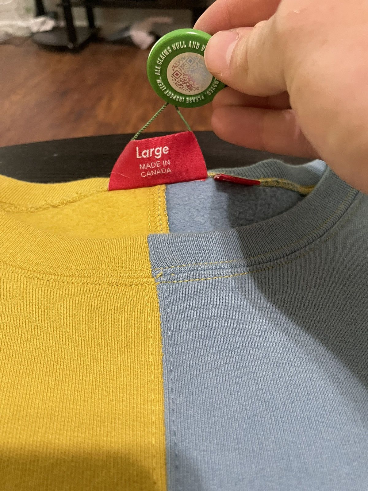 Supreme Supreme FW18 Split Crewneck Mustard Light Blue Lg Size US L / EU 52-54 / 3 - 3 Thumbnail