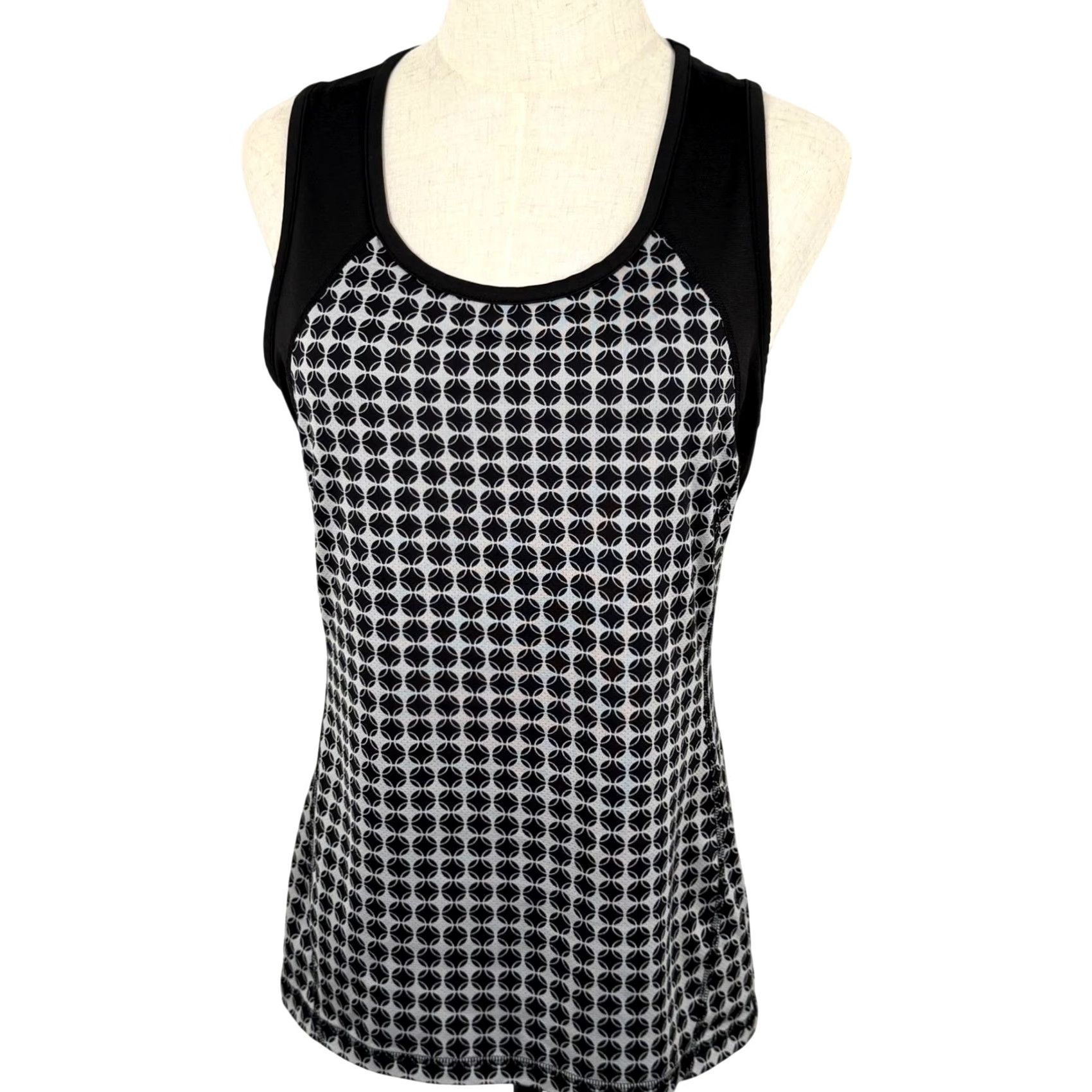 Lands' End Lands' End Active Tank Top S Black Geometric Racerback Sleeveless Pullover Size S / US 4 / IT 40 - 2 Thumbnail