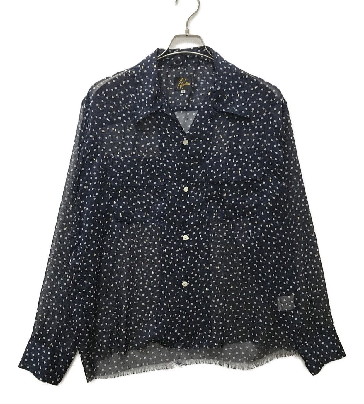 image of Needles 20Ss Cut-Off Frayed Bottom Hem Classic Shirt in Navy, Men's (Size Medium)