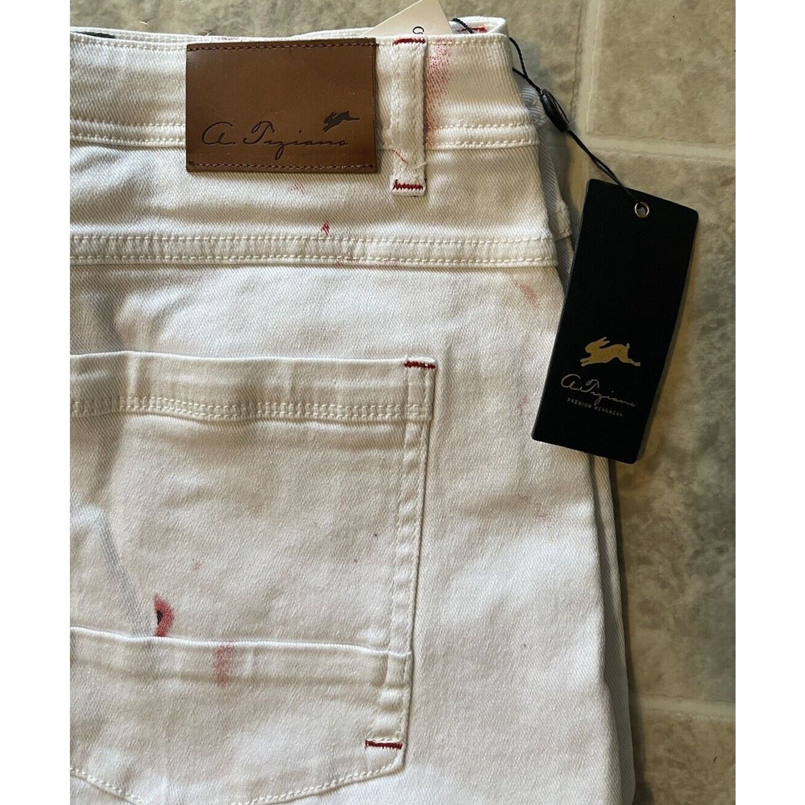 Other NWT MEN'S A.TIZIANO FASHION SHORTS WHITE RED SPLATTER Sz 44 Size US 44 / EU 60 - 5 Thumbnail