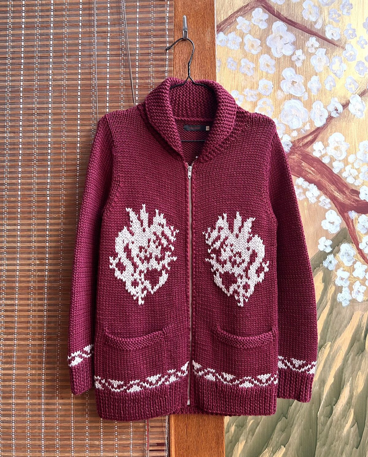 Full Count & Co. × Japanese Brand × Vintage Full Count Dragon Intarsia Knit Wool Zip Cowichan Cardigan Size US S / EU 44-46 / 1 - 1 Thumbnail