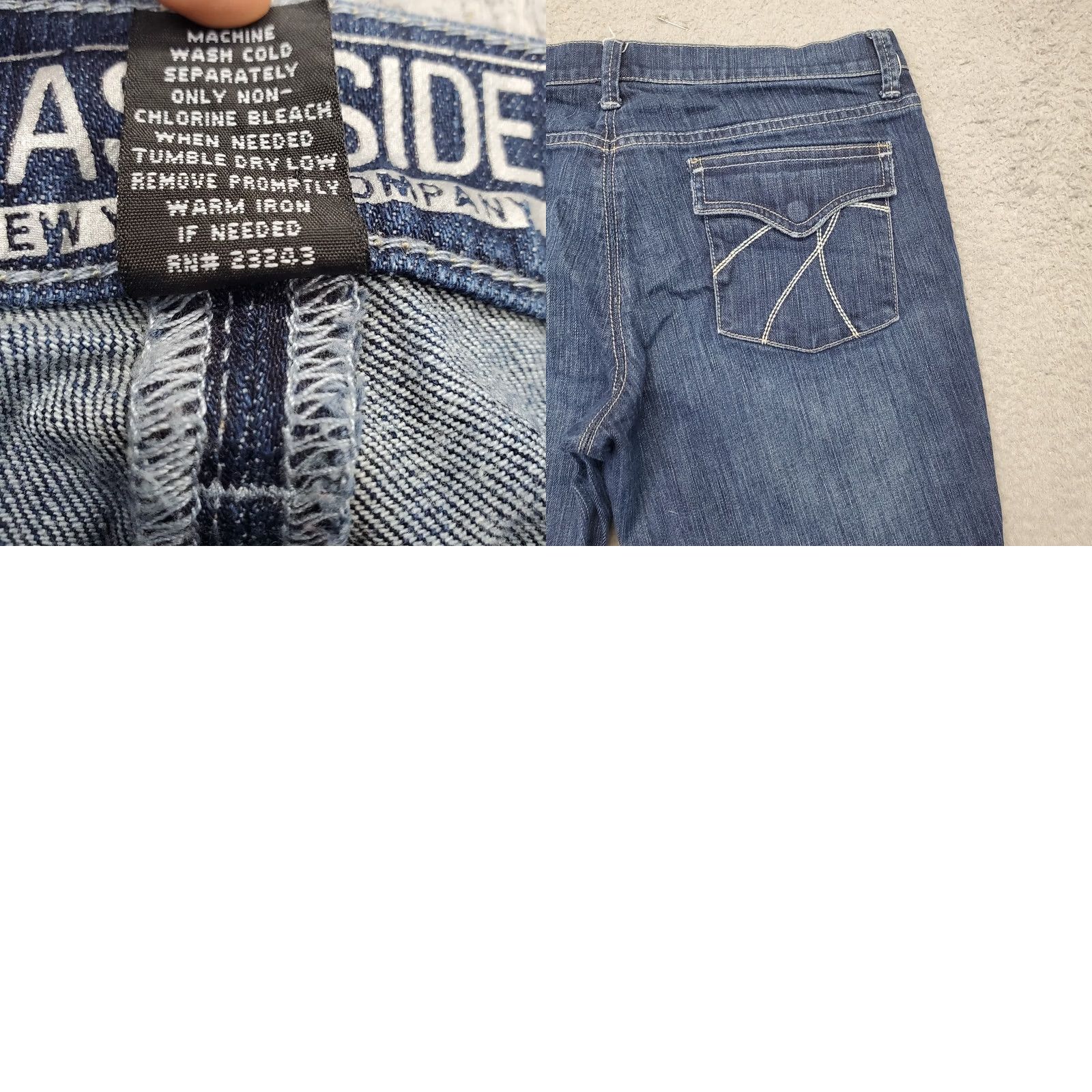 Vintage New York & Company Jeans Womens 14P Petite Blue Denim Straight Stretch Whiskered 5-Pocket Design Regular Waist 28.5 Inseam 38" Outseam Size 36" / US 14 / IT 50 - 8 Thumbnail
