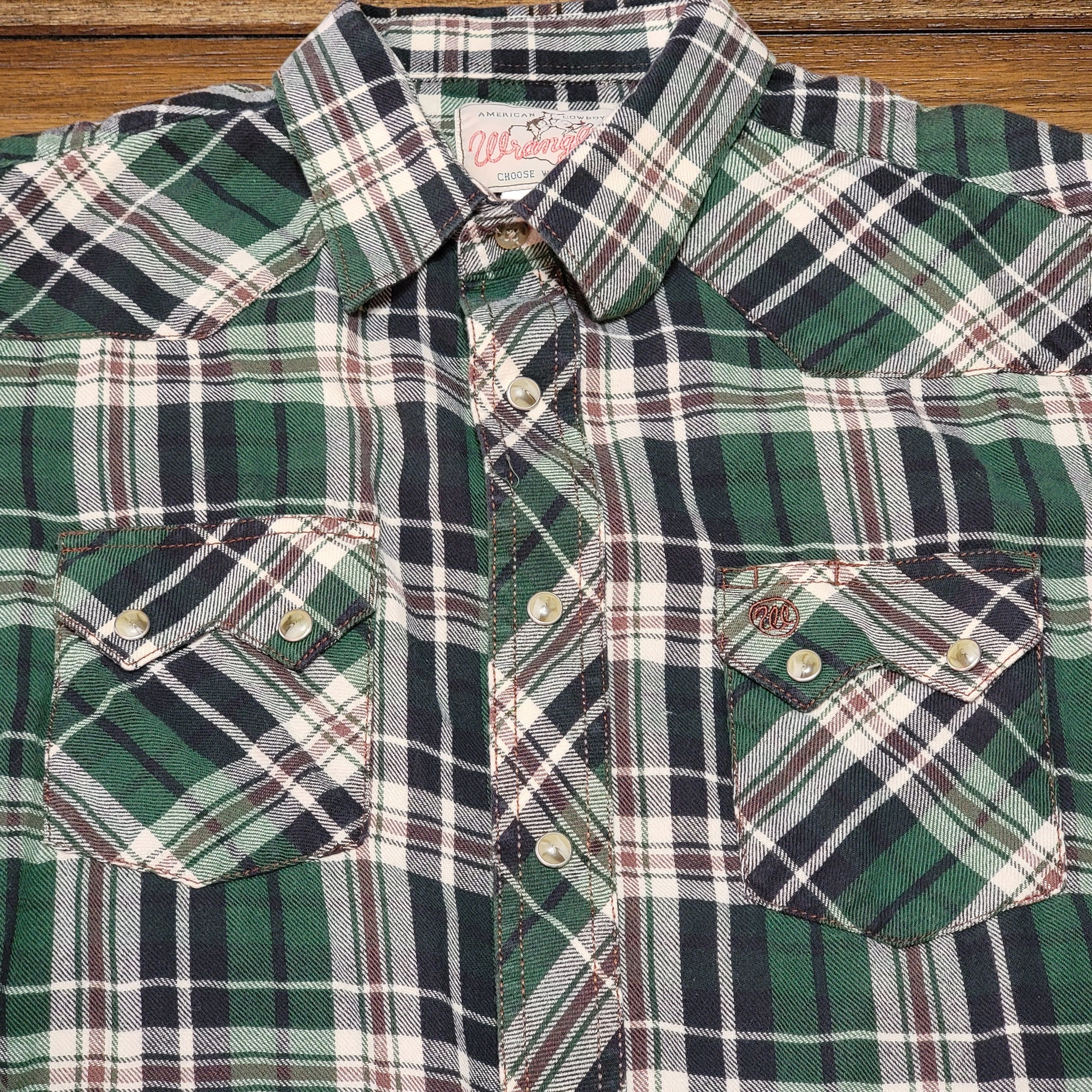 Wrangler Wrangler LS Flannel Pearl Snap Western Shirt - Size Medium Size US M / EU 48-50 / 2 - 2 Thumbnail