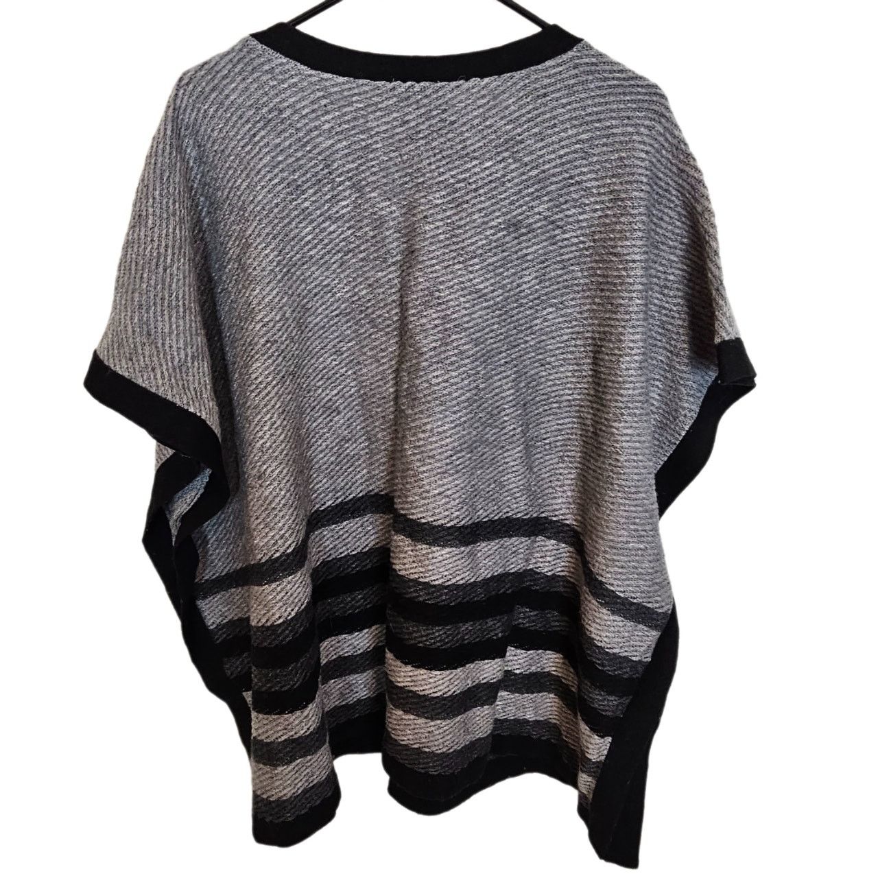 J. Jill J. Jill Womens Wool Striped Poncho Sweater OS Oversized Cozy Size ONE SIZE - 7 Thumbnail