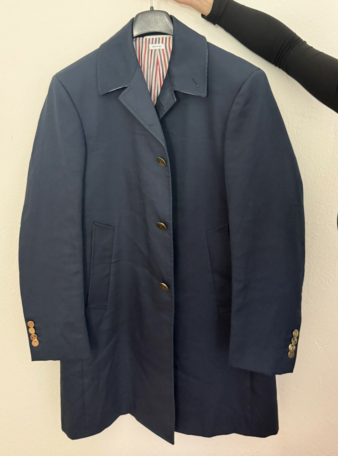 Thom Browne Thom Browne Navy Jacket – Signature Stripe Lining – Size 2 Size US M / EU 48-50 / 2 - 1 Thumbnail