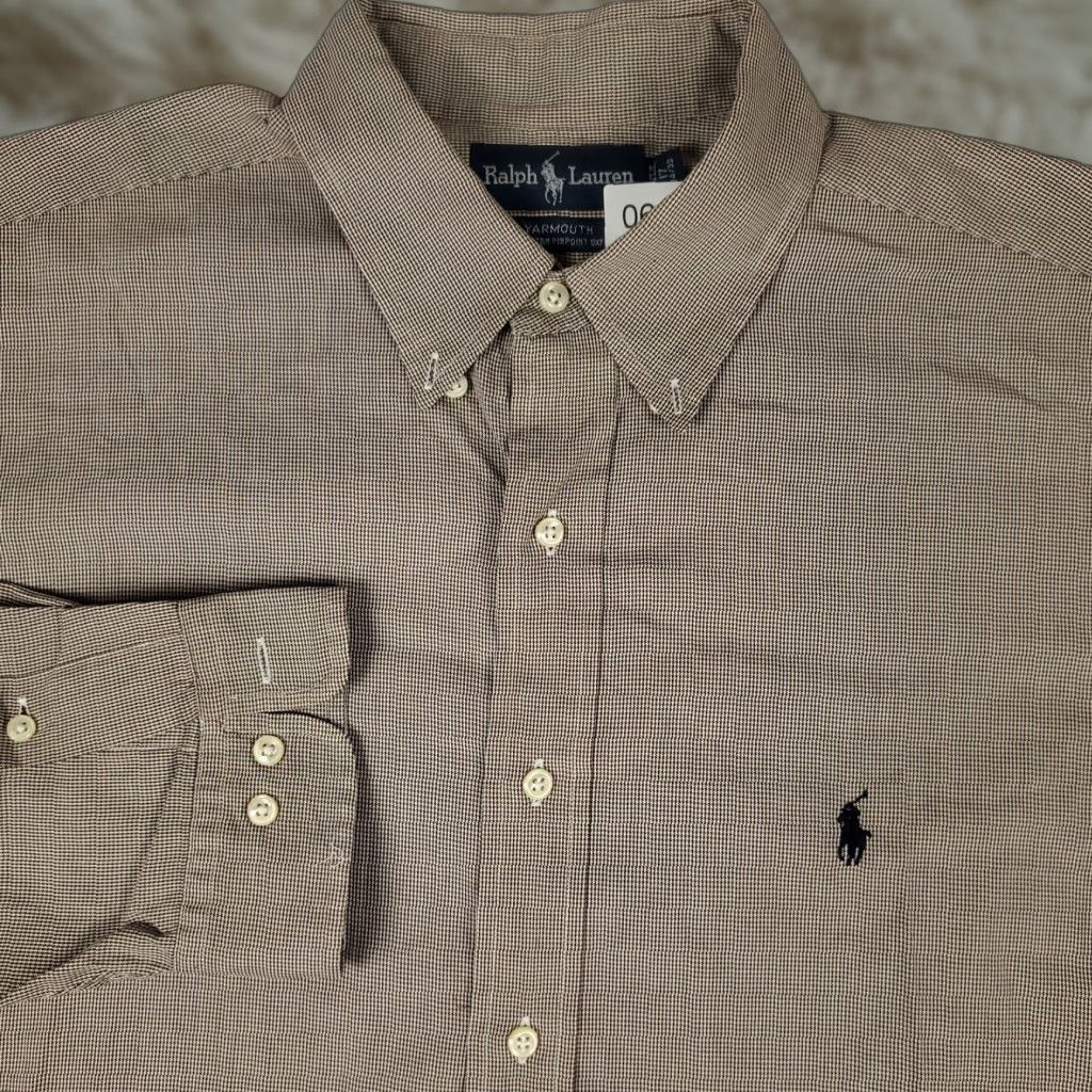 Ralph Lauren Ralph Lauren Shirt Mens 17 Brown Check Dress Button Up Long Sleeve Shirt Mens Brown Check Dress Button-Down 17 Retail Size 46R - 1 Thumbnail