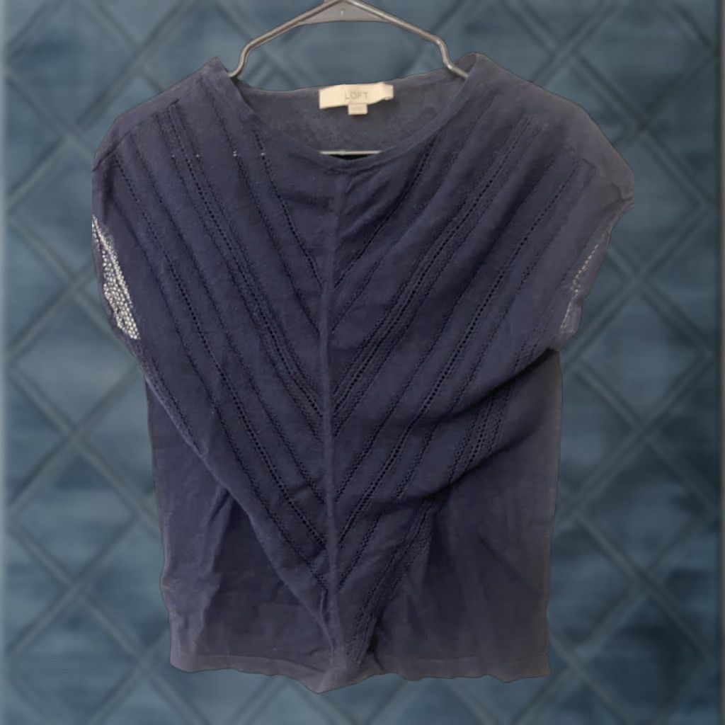 Loft VINTAGE Loft Shirt Womens XS Navy Blue Pullover Crewneck Solid Top Adult XS Blue Loft Blouse Womens Size XS / US 0-2 / IT 36-38 - 1 Thumbnail