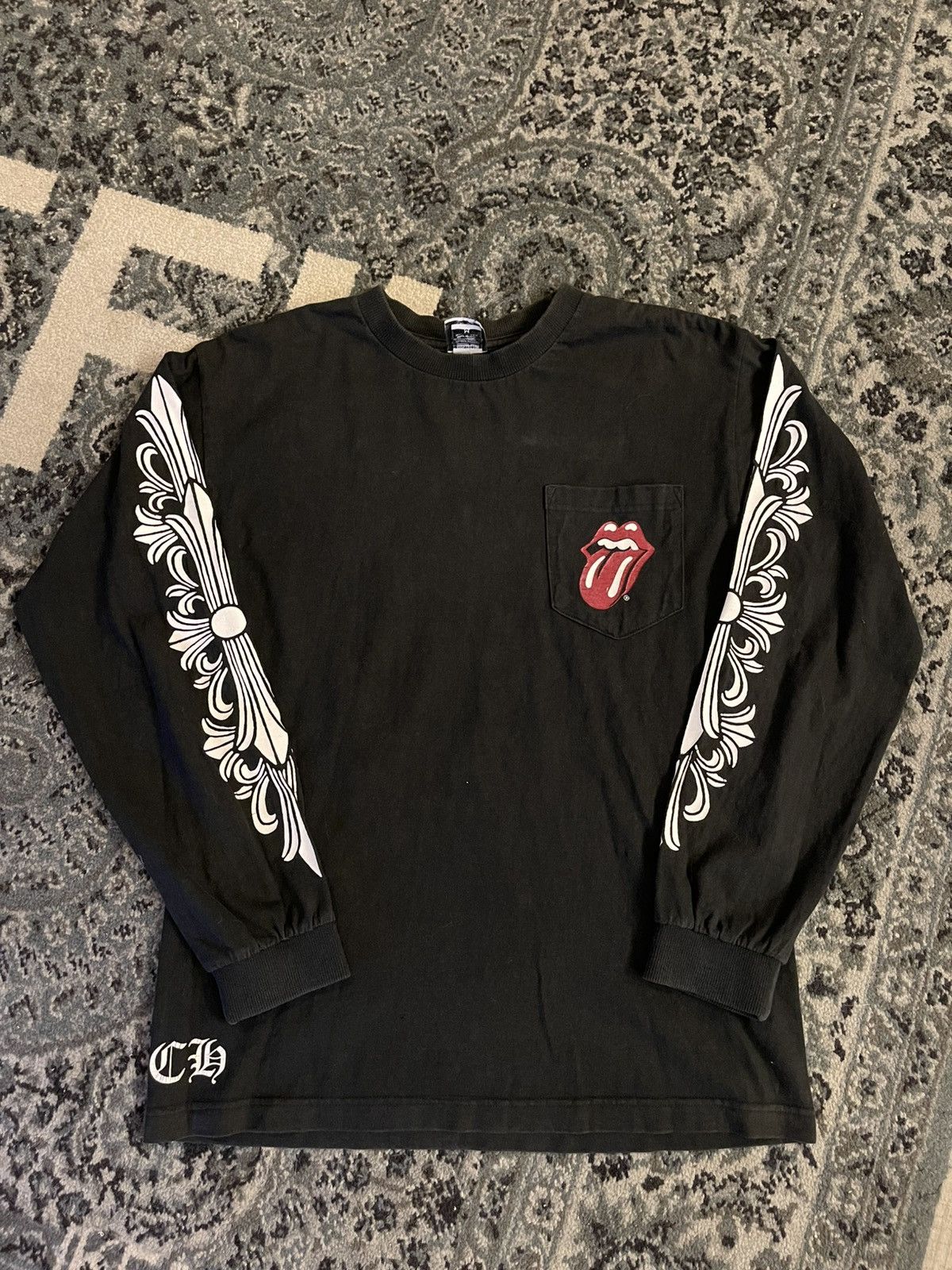 関税込 Chrome Hearts Rolling Stones L/S T-shirt ロンT Chrome Hearts Rolling Stones Exclusive Waffle Long Sleeve t