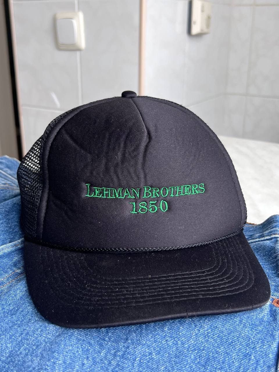 Other Vintage 90s Lehman Brothers big logo bank cap hat mesh Size ONE SIZE - 6 Thumbnail