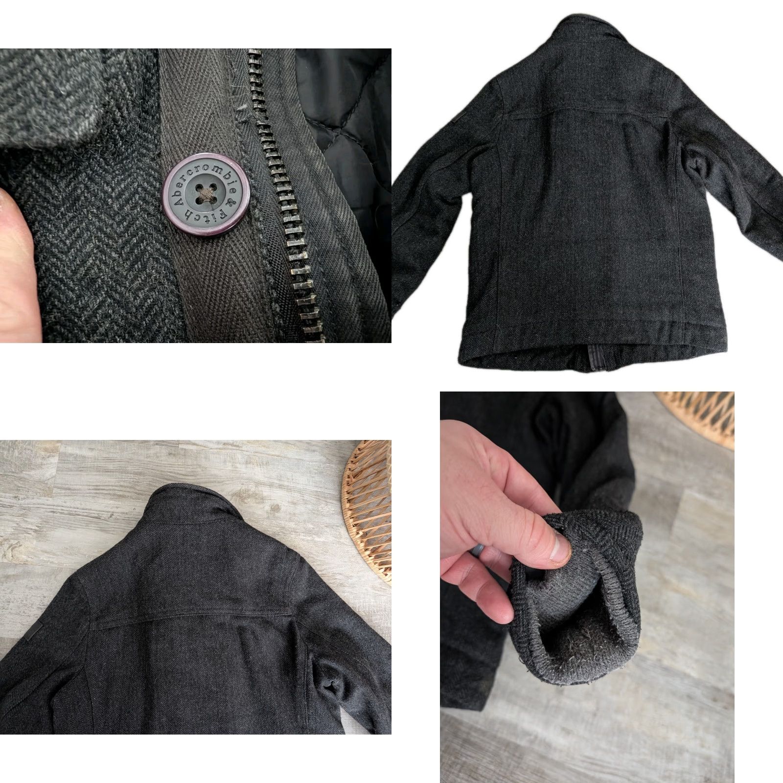 Abercrombie & Fitch VINTAGE Abercrombie & Fitch Premium Wool Quilted Coat Jacket Pea Coat Mens M Zip Button Gray Size US M / EU 48-50 / 2 - 11 Thumbnail