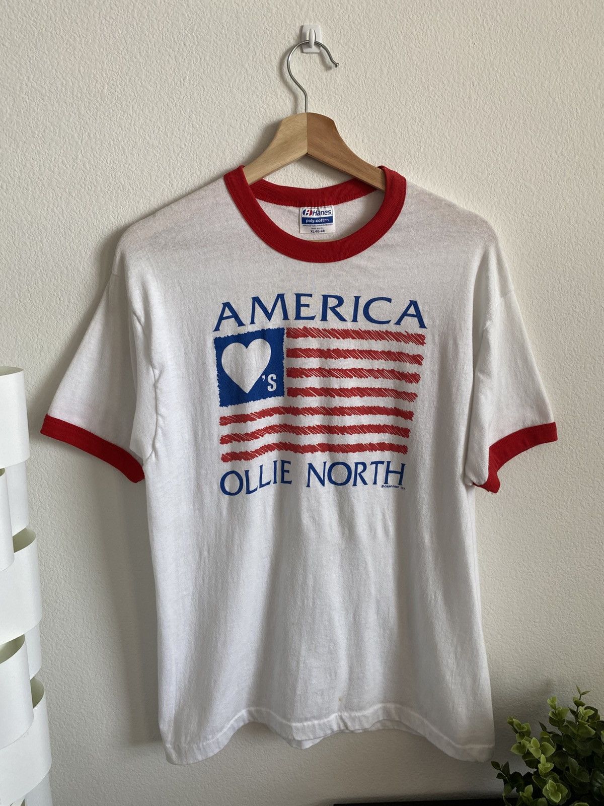 Vintage Vintage 80s Ollie North Ringer Tee Size US XL / EU 56 / 4 - 1 Thumbnail