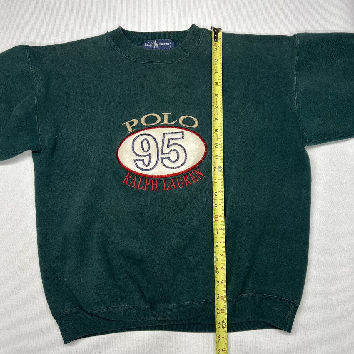 Polo Ralph Lauren × Vintage VTG Polo Ralph Lauren Crewneck Green Sweatshirt Patch USA Size US L / EU 52-54 / 3 - 13 Thumbnail