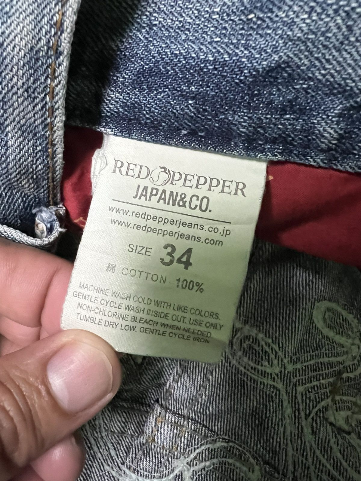 Japanese Brand 💥Baggy💥Redpepper Double Knee Washed Ripped Distress Jeans Size US 35 - 22 Thumbnail