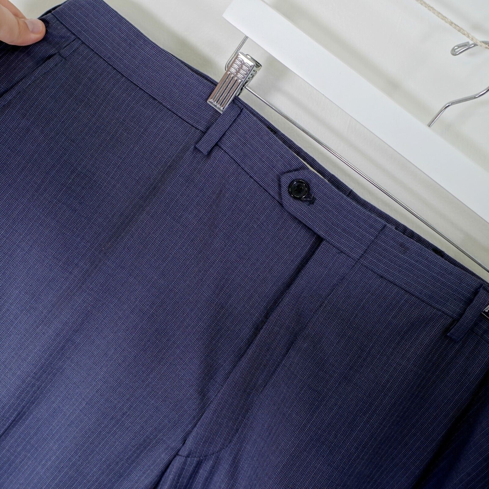 Hart Schaffner Marx Hart Schaffner Marx Light Blue Worsted Wool Striped Suit 46S Size 46S - 2 Thumbnail