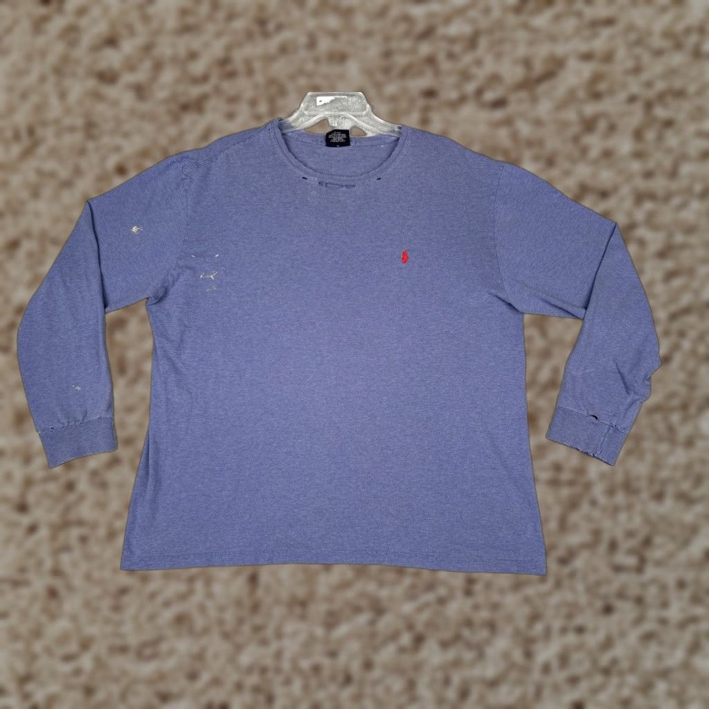 Polo Ralph Lauren Polo Ralph Lauren Shirt Mens 2XL Blue Long Sleeve Cotton Crew Logo Distressed Size US XXL / EU 58 / 5 - 1 Thumbnail