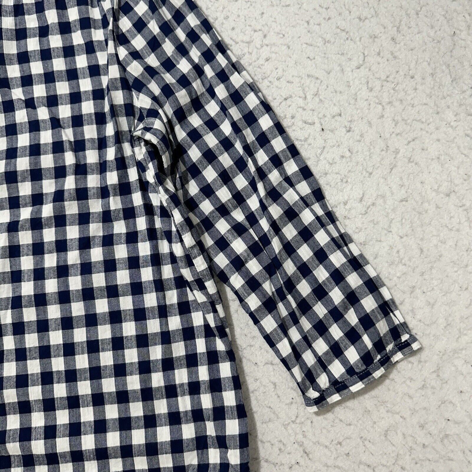 St. Johns Bay St. John's Bay Medium Navy Blue White Gingham Shirt Blouse Size M / US 6-8 / IT 42-44 - 5 Thumbnail