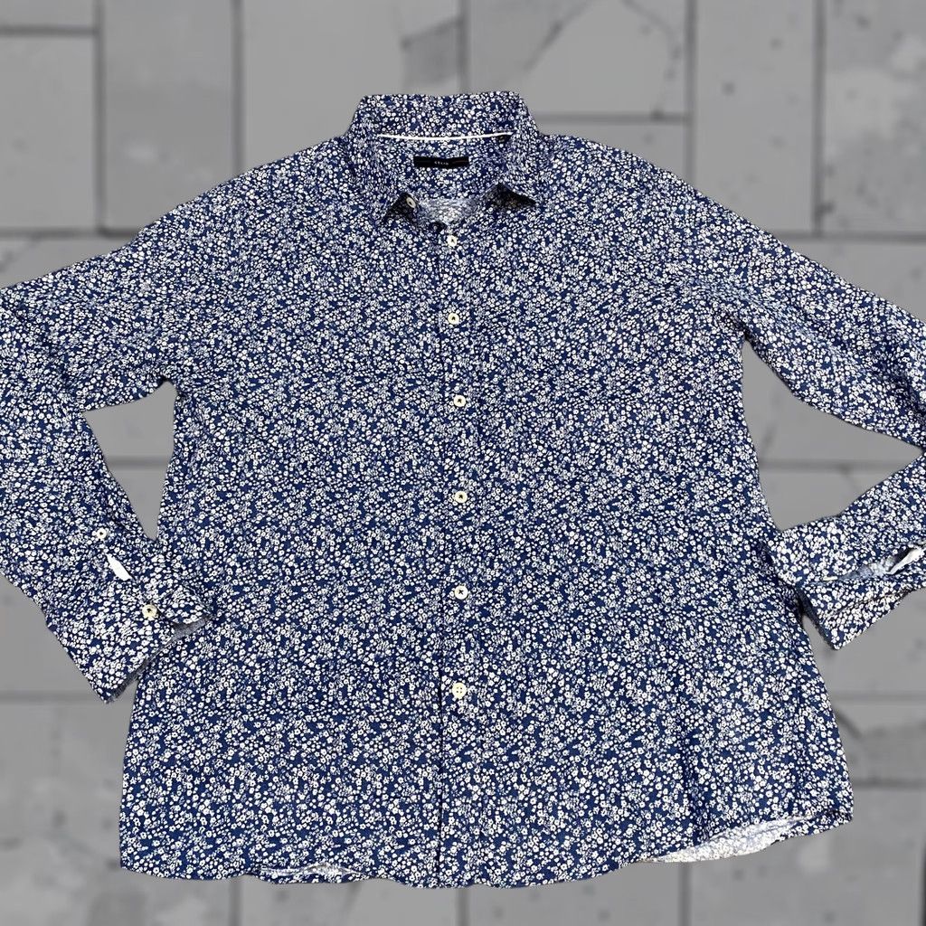Celio VINTAGE Celio Shirt Blue L All Over Floral Print 100% Linen Floral Shirt Mens L Blues Size US L / EU 52-54 / 3 - 1 Thumbnail