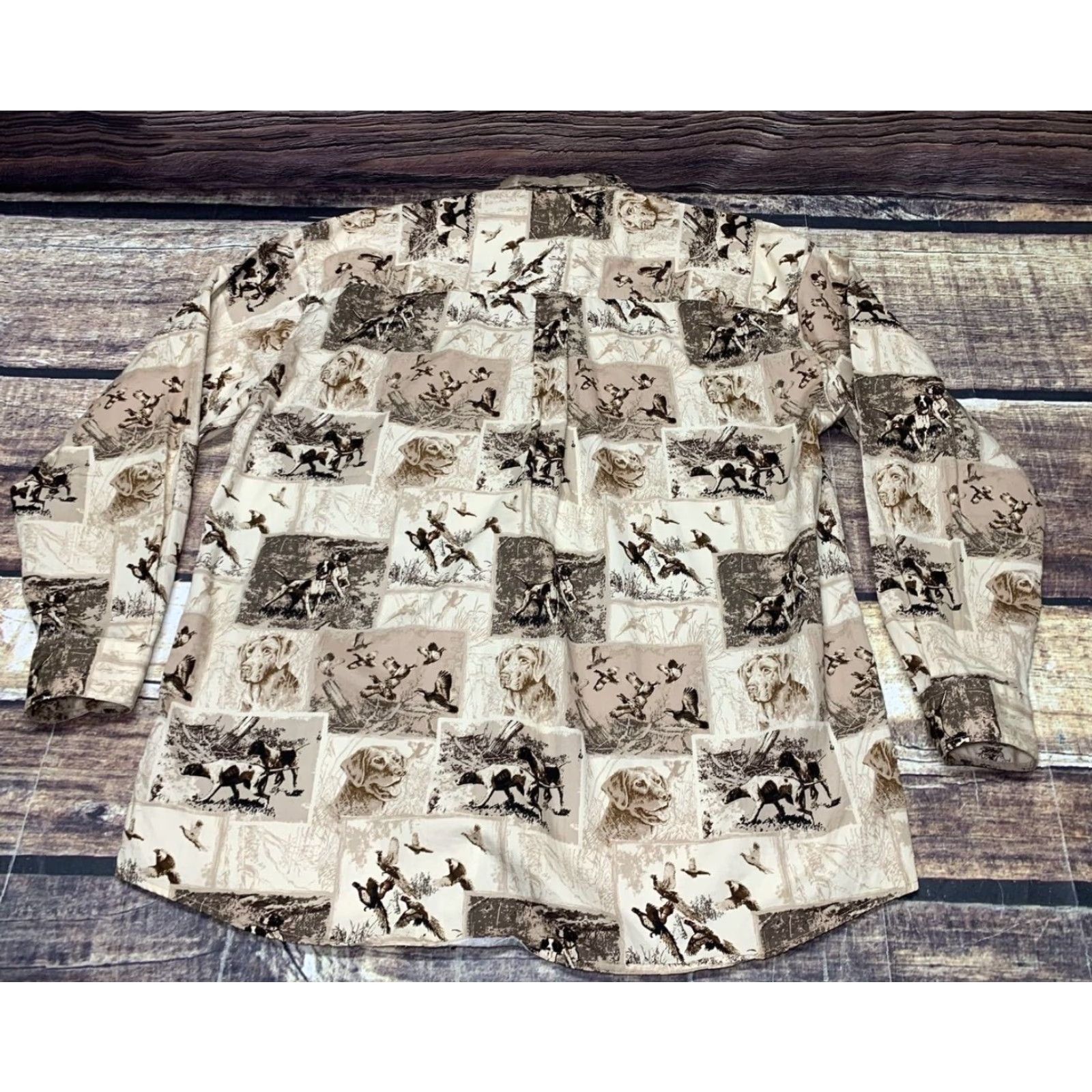 Vintage Bit & Bridle Western Shirt Long Sleeve Size M Dog Bird Hunting Retriever Pointer Button-Up Pockets Brown Men's Regular Collared Size US M / EU 48-50 / 2 - 7 Thumbnail