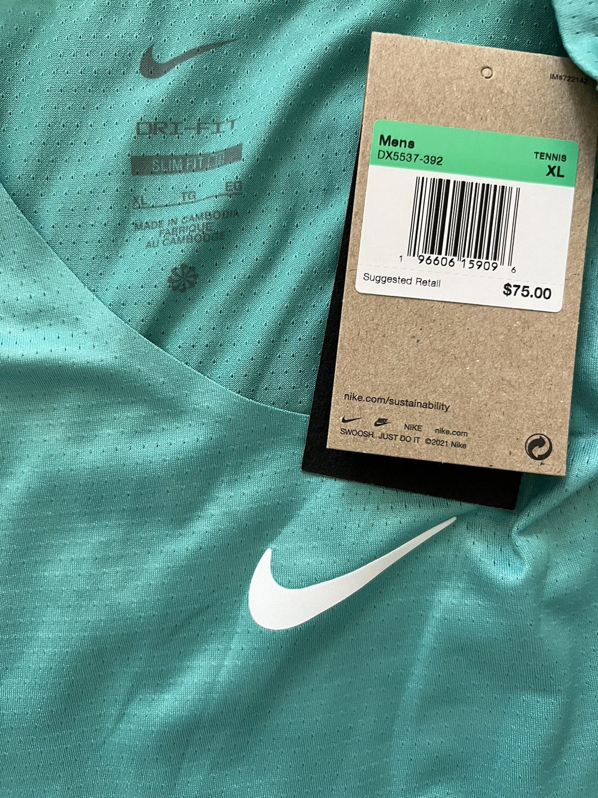 Nike Nike Court Dri Fit Advantage Printed Shirt Teal Size US XL / EU 56 / 4 - 2 Thumbnail