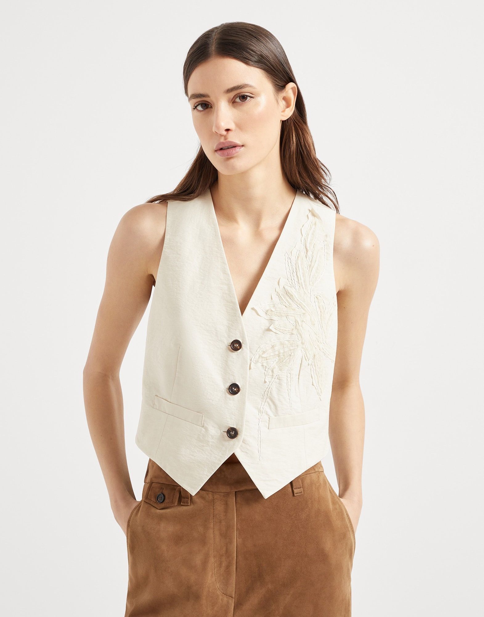 Brunello Cucinelli o1la1rc1a0326 Techno Cotton Poplin Vest in Grey Size M / US 6-8 / IT 42-44 - 1 Thumbnail