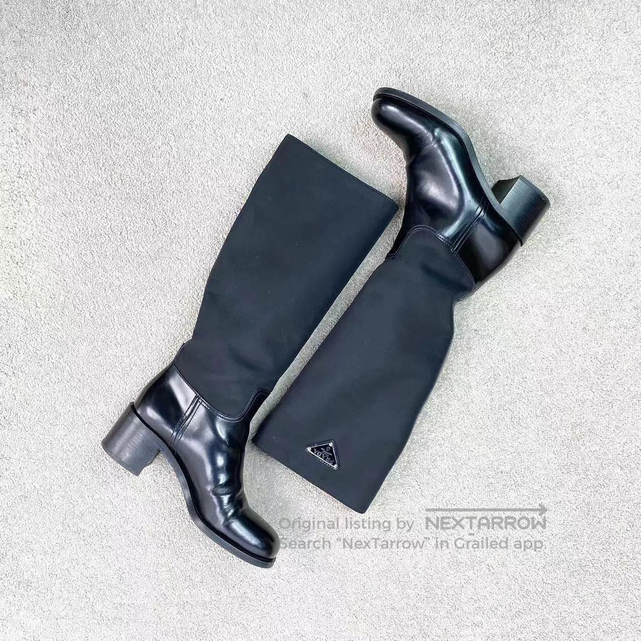 Prada Prada Triangle black shiny boots| Size US 7 / IT 37 - 4 Thumbnail