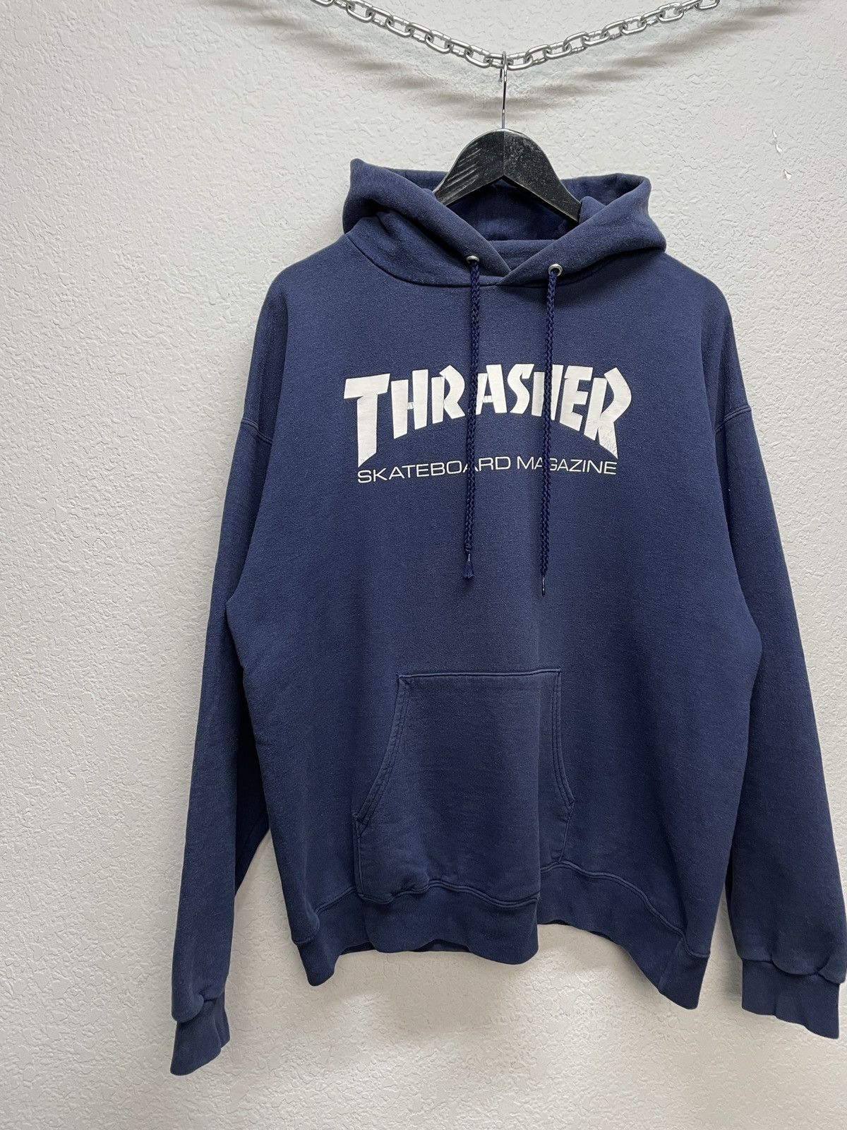 Thrasher Vintage Thrasher Navy Boxy Hoodie Skateboard Magazine Logo Size US M / EU 48-50 / 2 - 3 Thumbnail