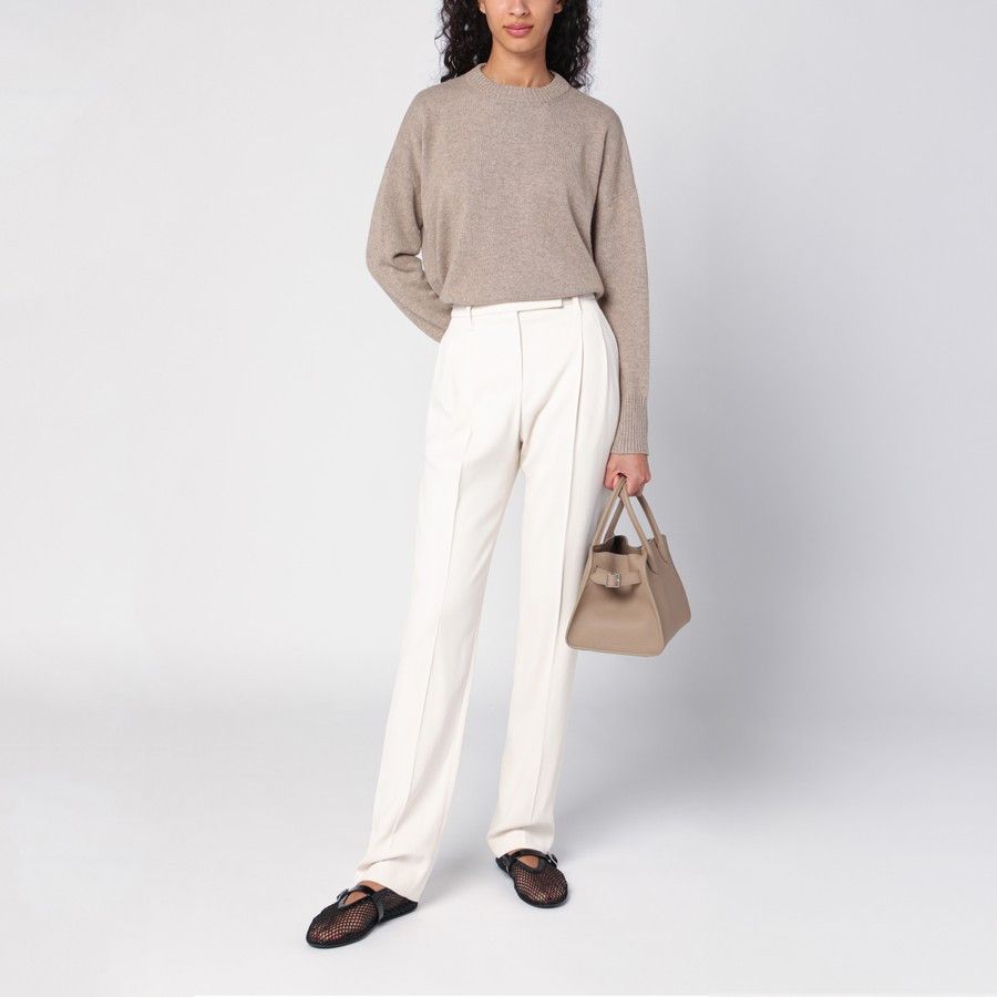 Brunello Cucinelli o1d2blof0824 Viscose Trousers in White Size 28" / US 6 / IT 42 - 2 Thumbnail