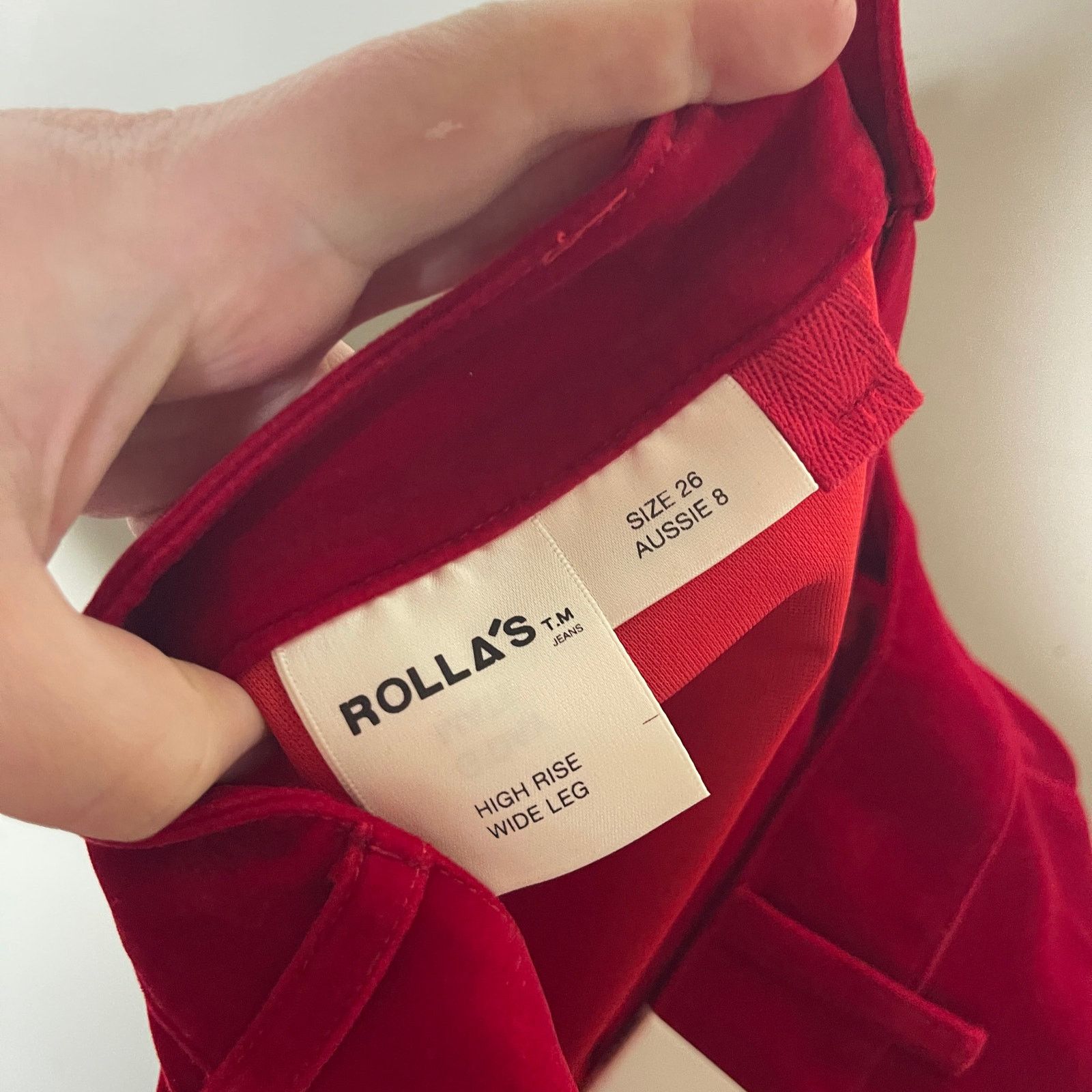 Rolla's ROLLA'S Ruby Red Velvet Wide Leg Sailor Pantankle length 26 Size 26" / US 2 / IT 38 - 4 Thumbnail
