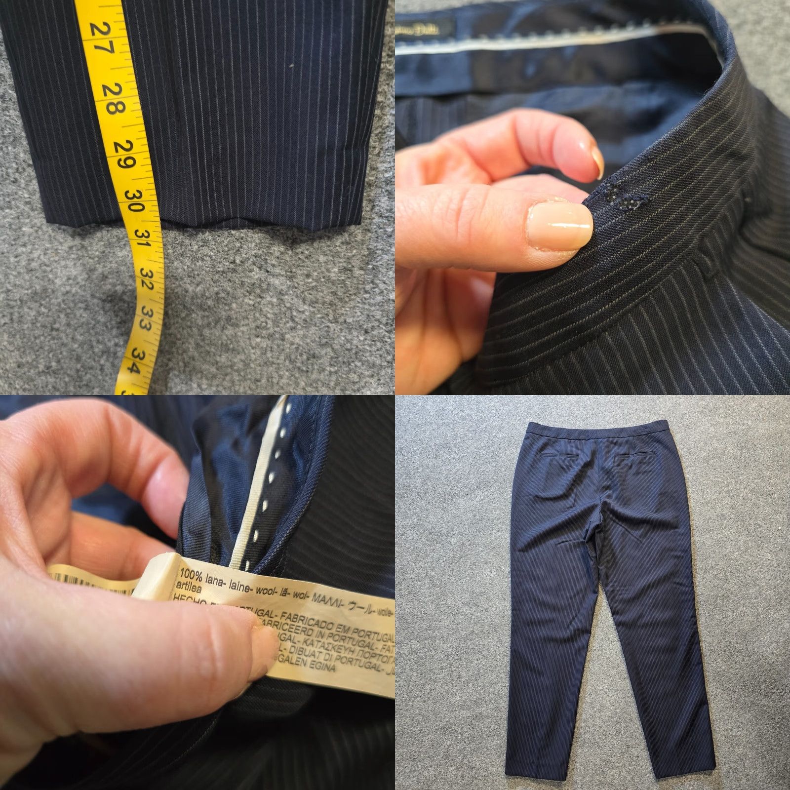 Massimo Dutti Massimo Dutti Pants Womens Size 12 Blue Pinstripe Wool Tapered Flat Front Career Dress Pants Womens Size 34" / US 12 / IT 48 - 8 Thumbnail
