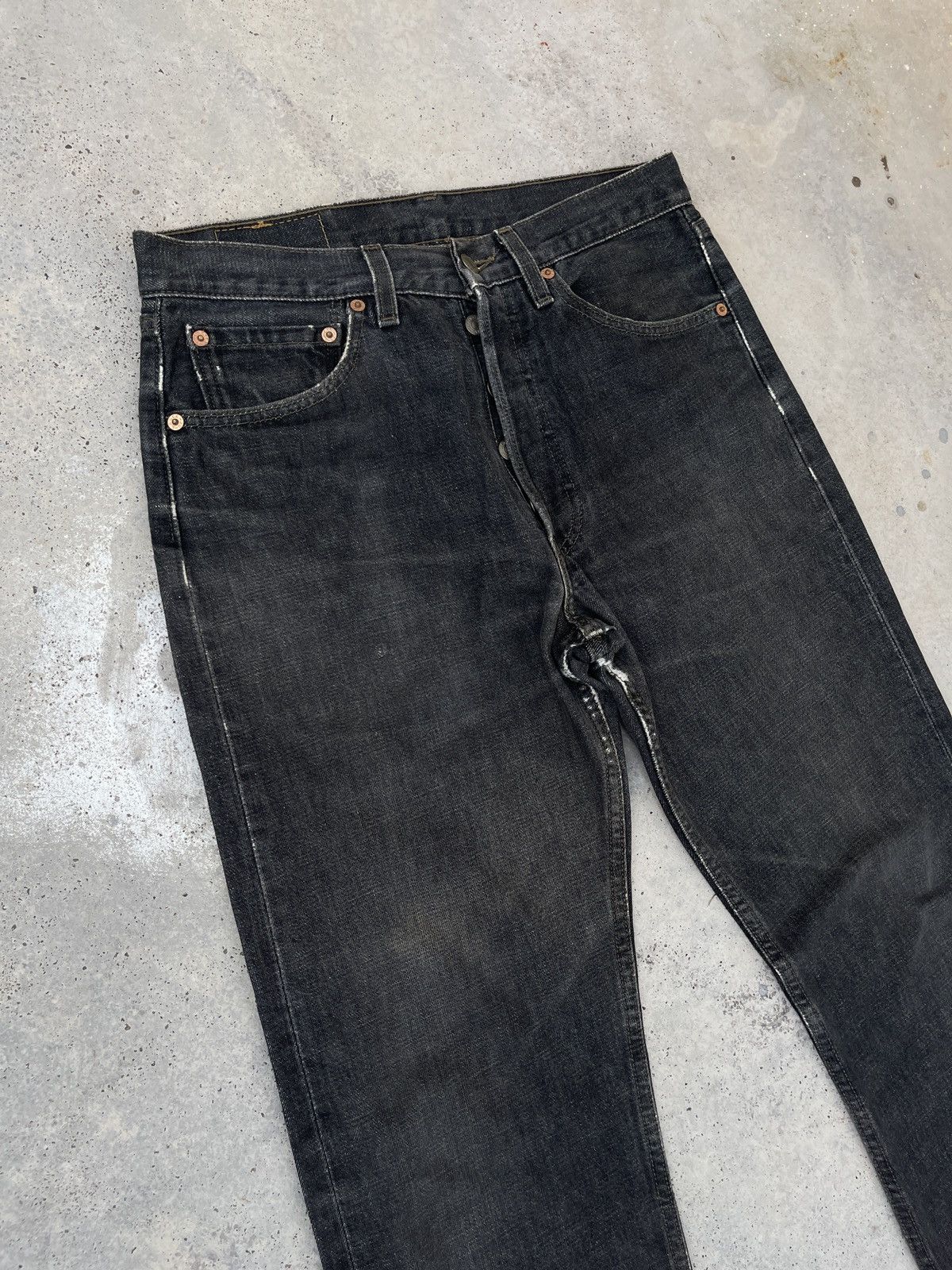 Levi's × Vintage Vintage 90s Levis 501 Faded Distressed Black Jeans Size US 31 - 5 Thumbnail