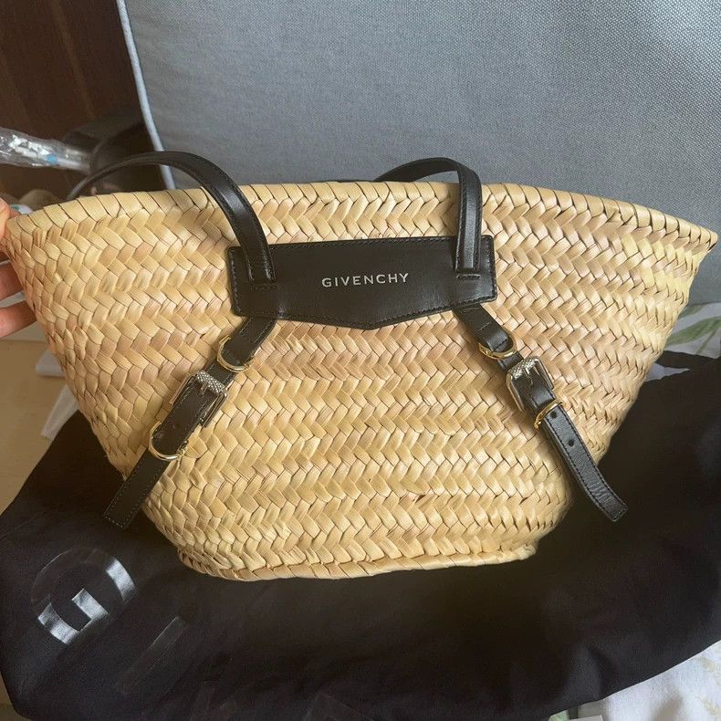 Givenchy Givenchy Wicker Tote Bag with Black Leather Handle Size ONE SIZE - 1 Thumbnail