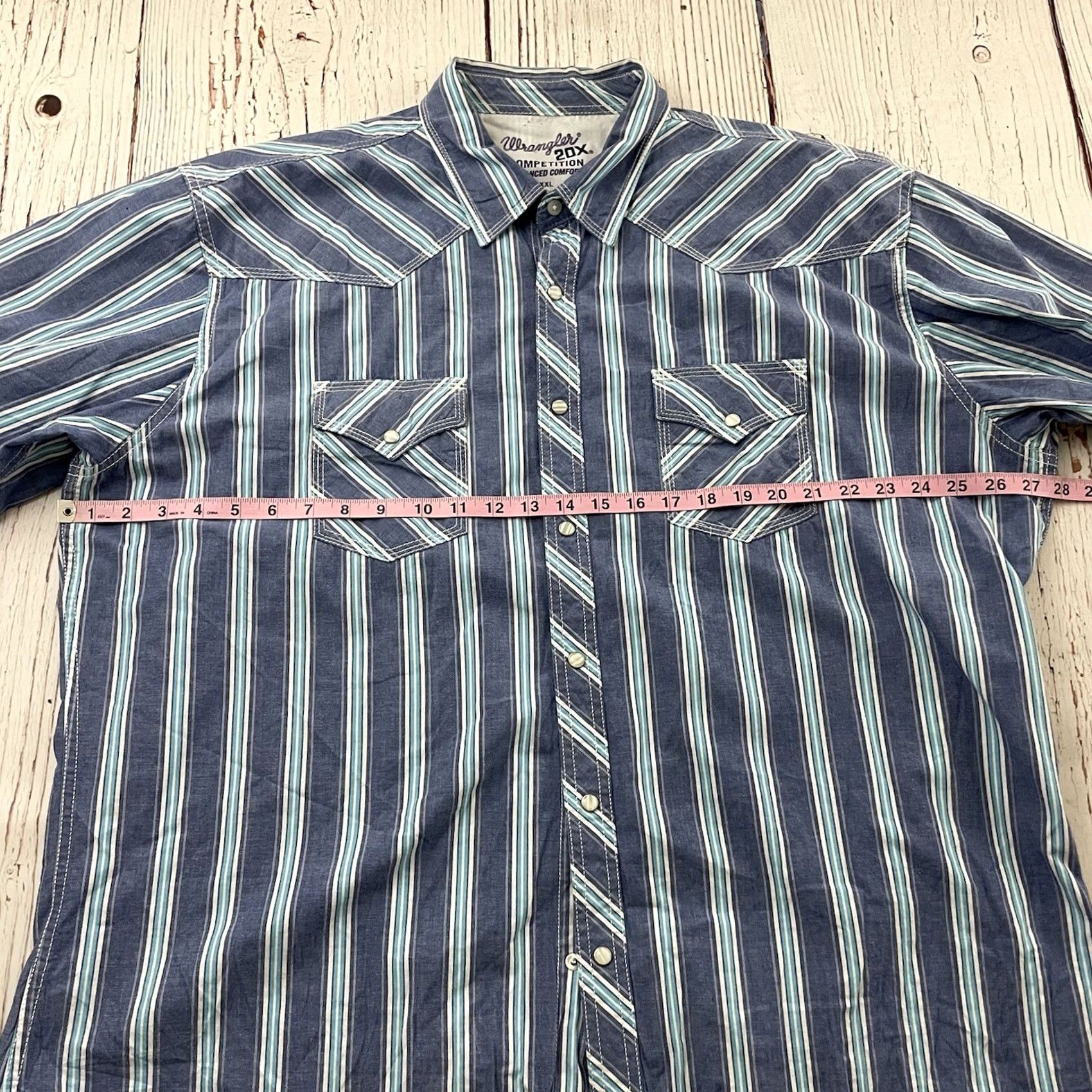 Wrangler Wrangler 20X Competition Long Sleeve Striped Snap Button Front Shirt Men's XXL Multicolor Button Pockets Western Cotton Size US XXL / EU 58 / 5 - 4 Thumbnail