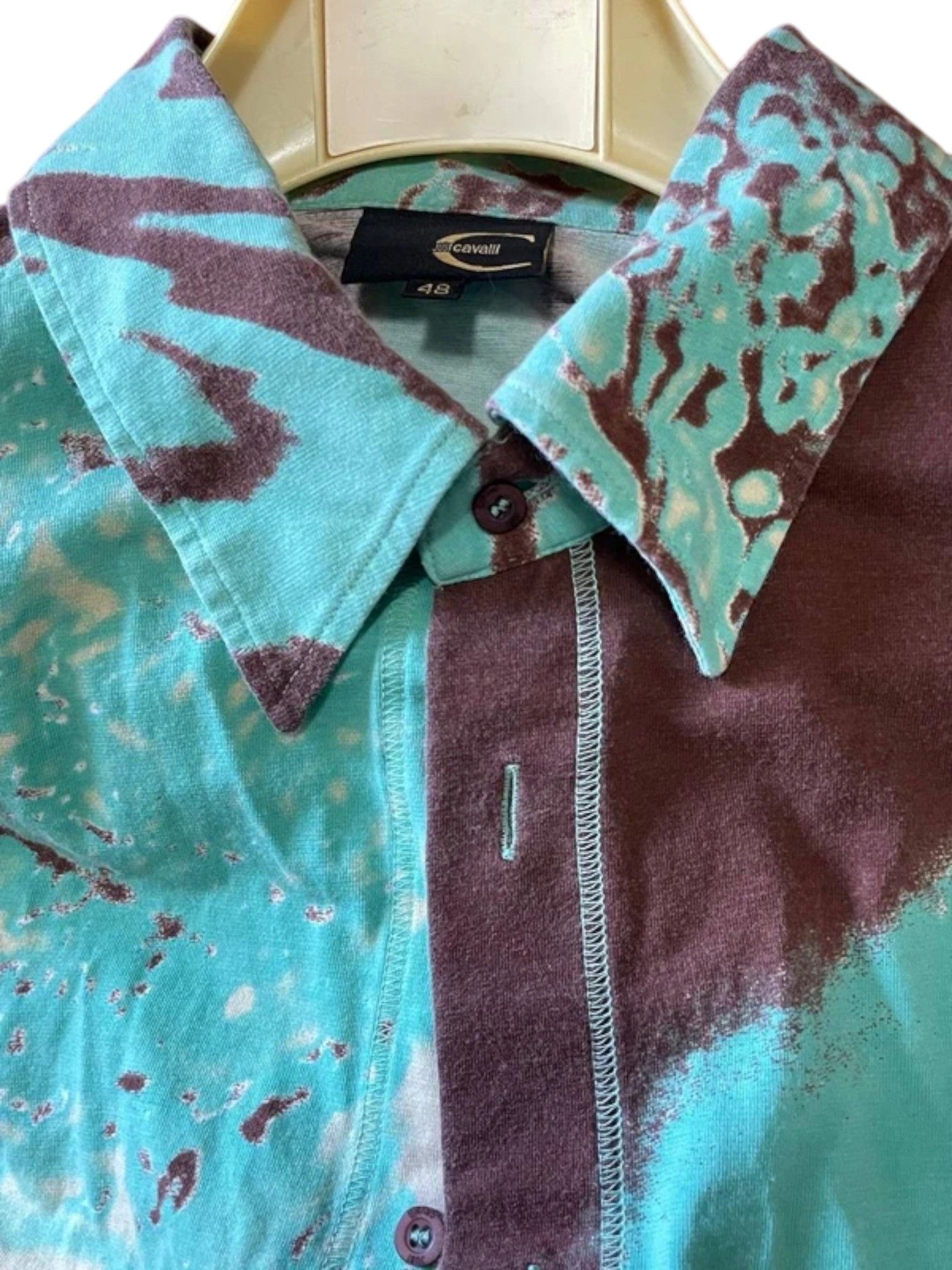 Just Cavalli Just Cavalli Turquoise Abstract Print Shirt 2000s Size US L / EU 52-54 / 3 - 4 Thumbnail