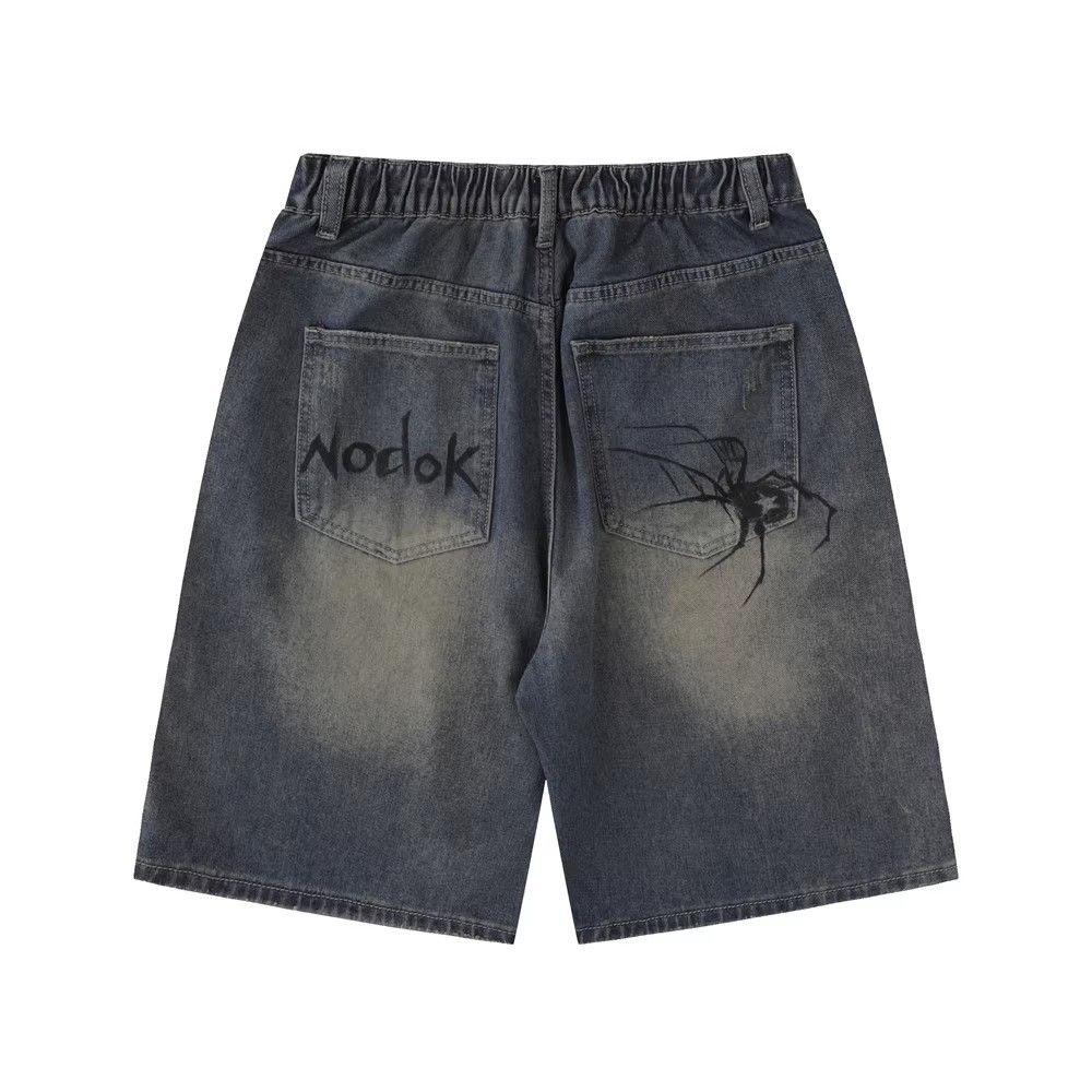 Japanese Brand × Vintage Trendy spider print men's loose casual denim shorts y2k Size US 32 / EU 48 - 2 Thumbnail