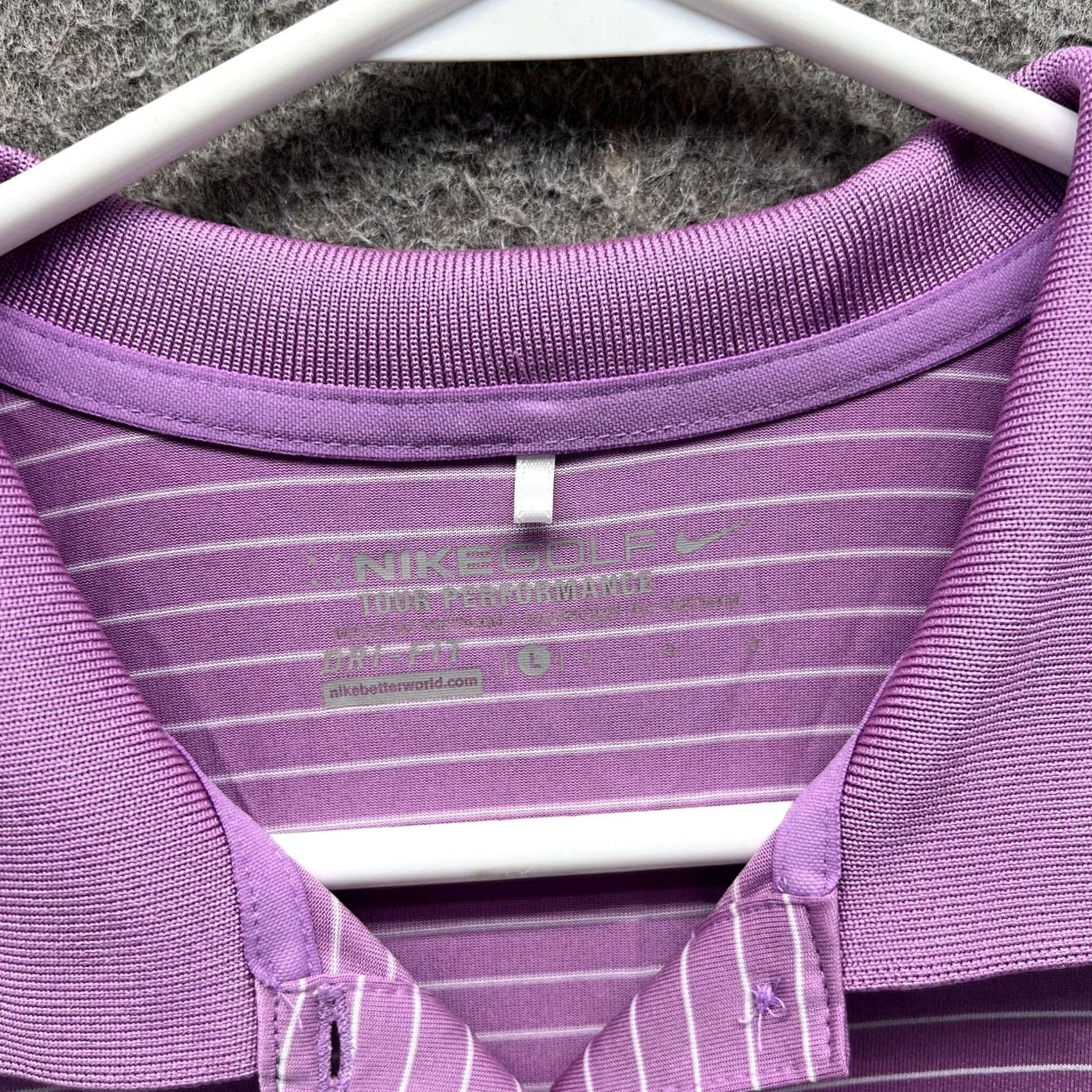 Nike Nike Golf Shirt Womens Large Purple Stripe Dri-FIT Tour Performance Polo Size L / US 10 / IT 46 - 6 Thumbnail