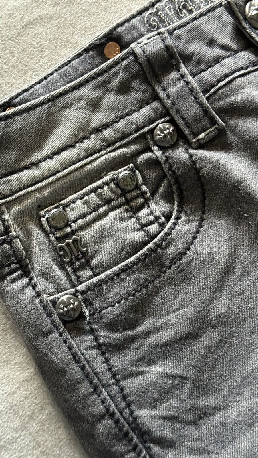 Miss Me Miss Me Embellished Wing Pocket Embroidery Denim Grey Size 26" / US 2 / IT 38 - 8 Thumbnail