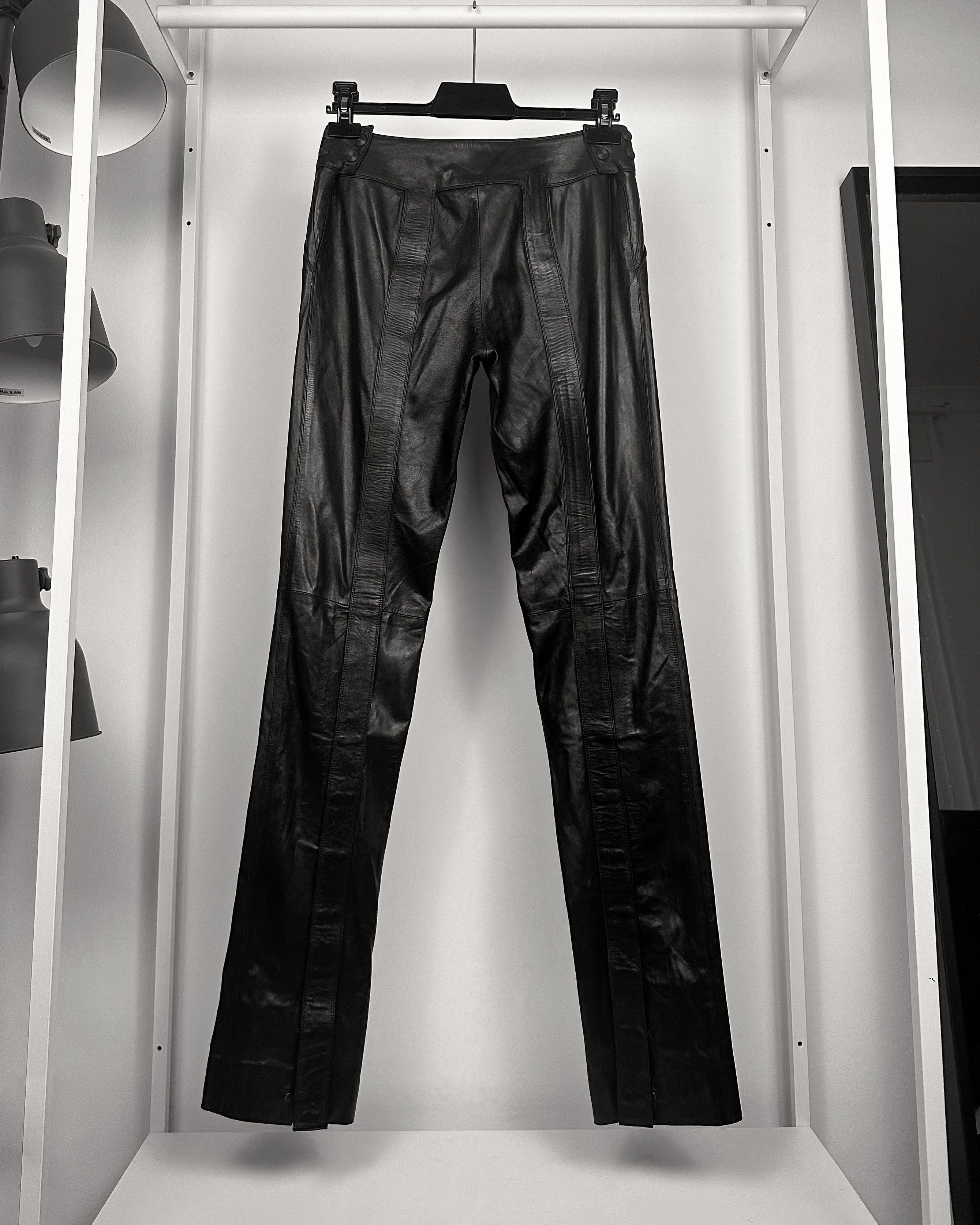 Gucci Gucci Leather Straight-Bootcut Transformer Biker Pants Size US 31 - 1 Thumbnail
