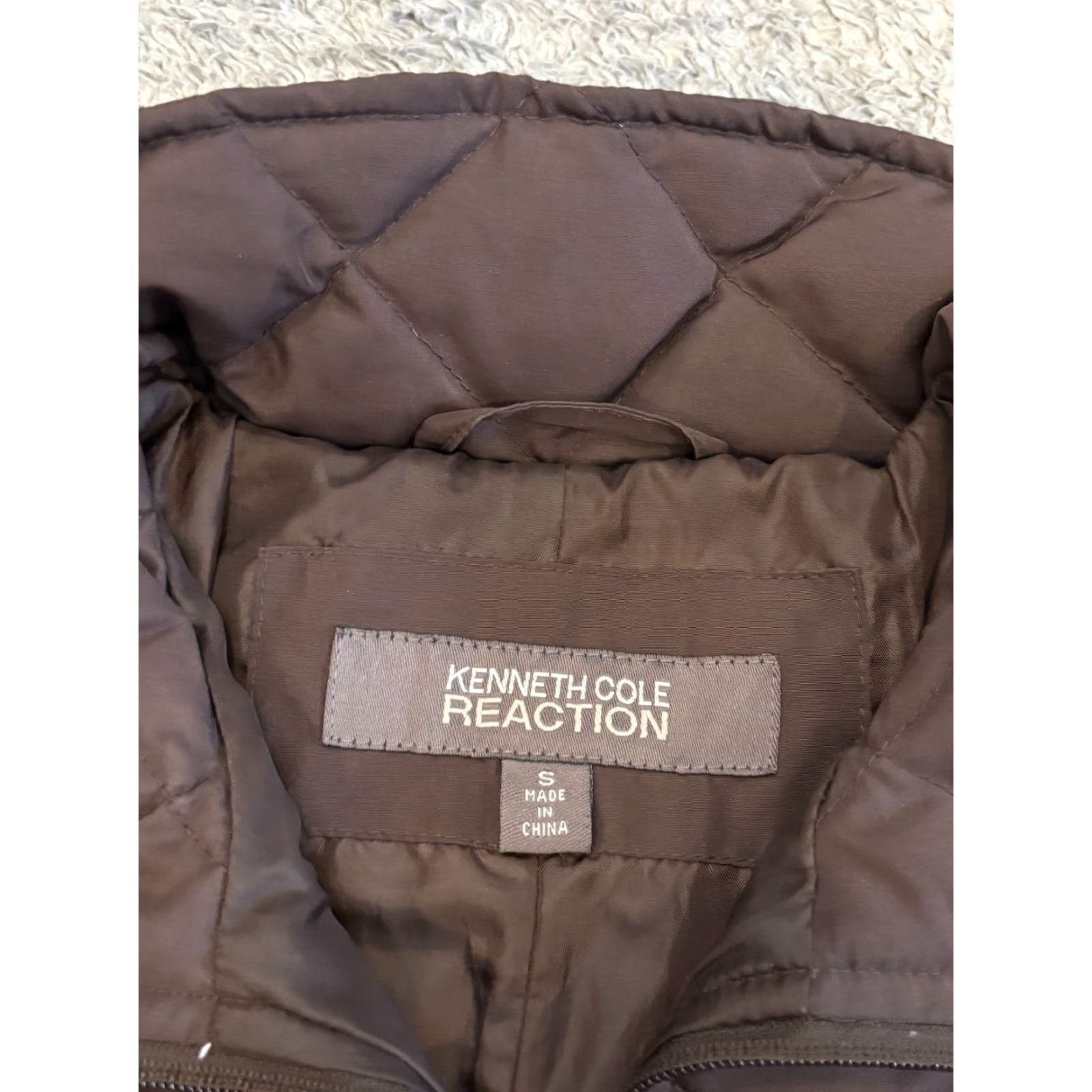 Kenneth Cole KENNETH COLE REACTION Puffer Jacket Womens Small Brown Quilted Polyester Zip Size S / US 4 / IT 40 - 2 Thumbnail