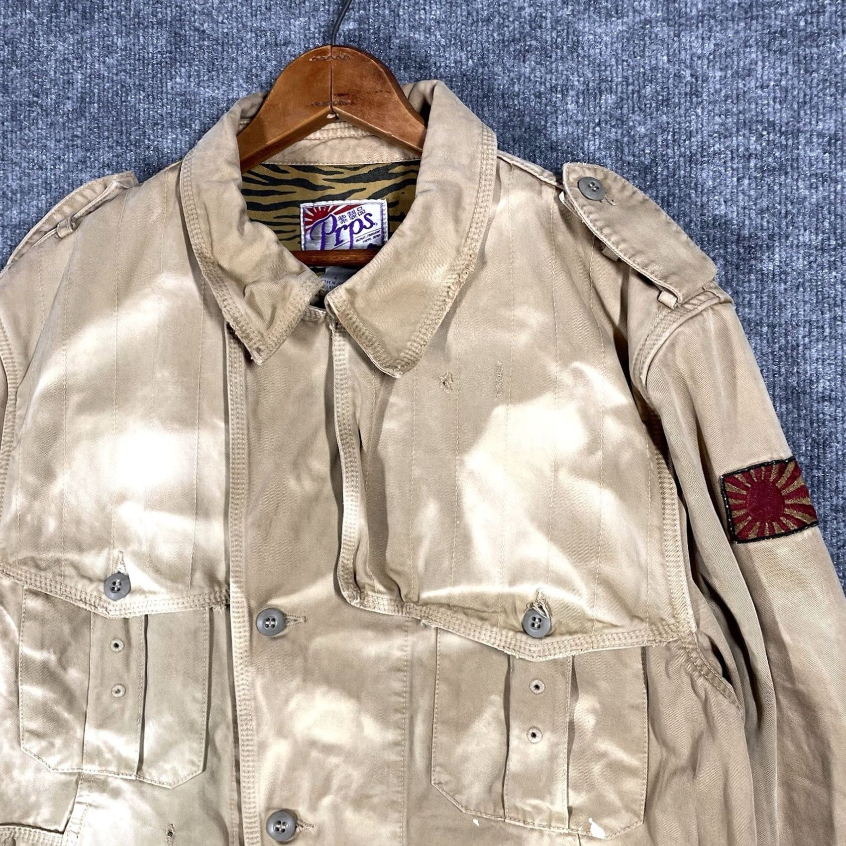 Prps VINTAGE PRPS x Zimbabwe Military Jacket L Mens Canvas Khaki Beige Distressed WWII 90s Japan Donwan Harrell Heritage Capstone Military Jacket Size US L / EU 52-54 / 3 - 3 Thumbnail