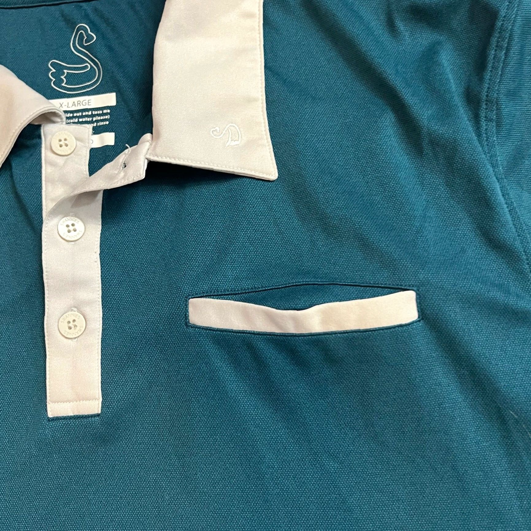 Vintage Swannies Polo Shirt Mens XL Performance Golf Teal Green Mens XL Polo Green Swannies Polo Shirt Size US XL / EU 56 / 4 - 2 Thumbnail