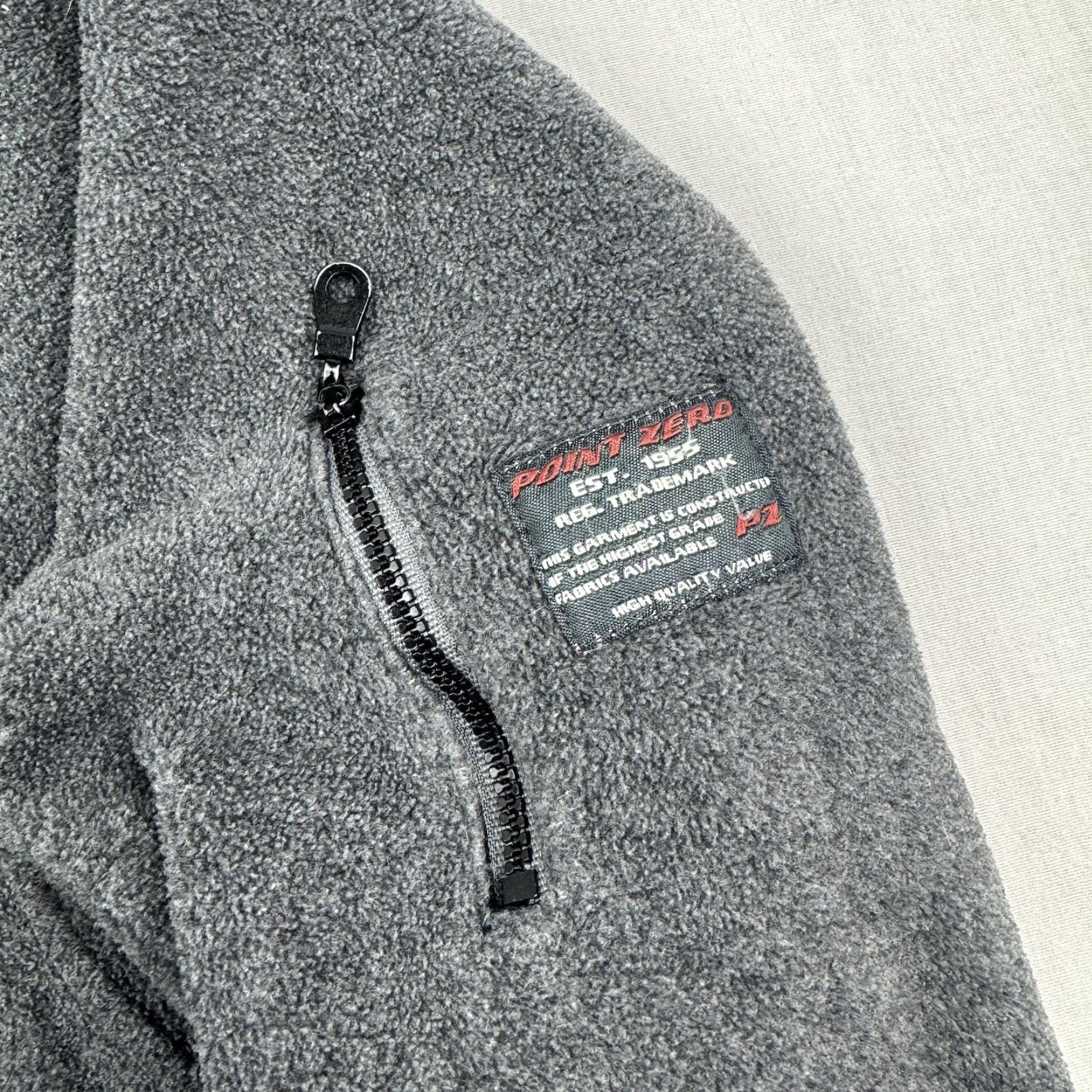 Point Zero VINTAGE Point Zero Fleece Jacket Quarter Zip Adult Large Gray Pockets 90s Y2K Punk Mens Size US L / EU 52-54 / 3 - 3 Thumbnail