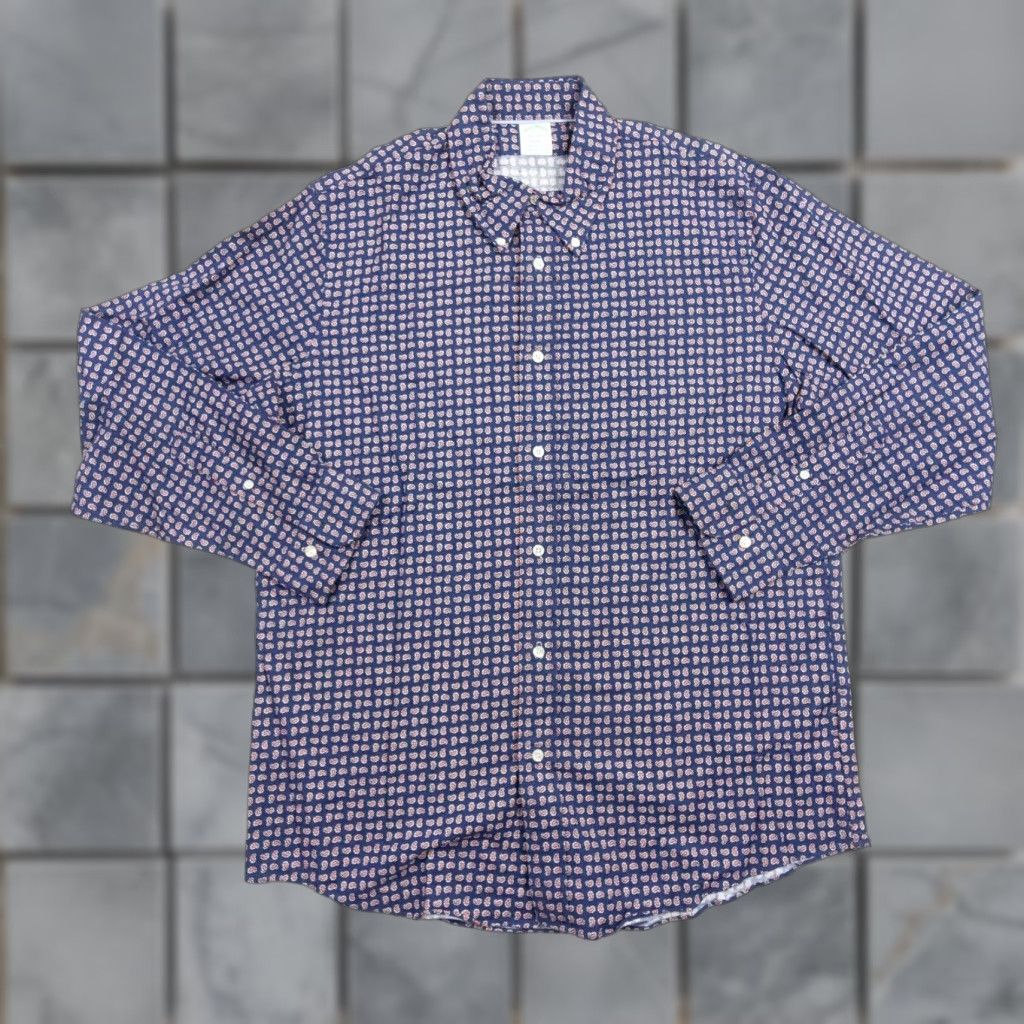 Brooks Brothers VINTAGE BROOKS BROTHERS Shirt Mens XL Blue Paisley Oxford OCBD Long Sleeve Button-Up Size US XL / EU 56 / 4 - 1 Thumbnail